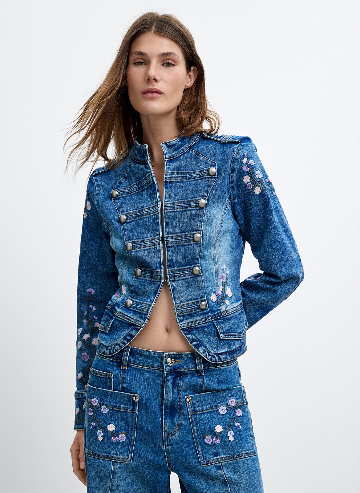 Veste jean cintrée en coton mélangé DESIGUAL Bleu