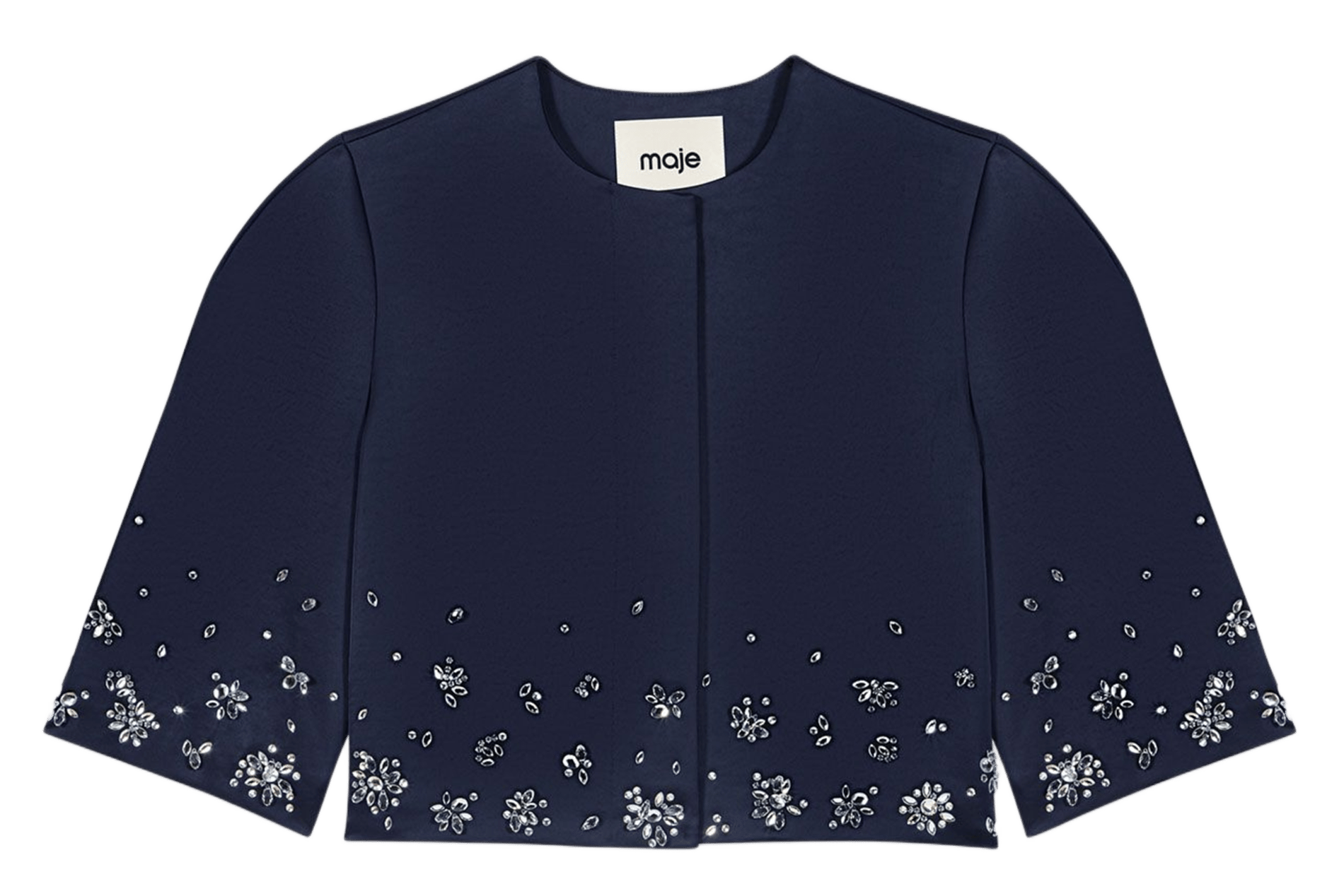 Veste courte manches courtes à strass MAJE Bleu