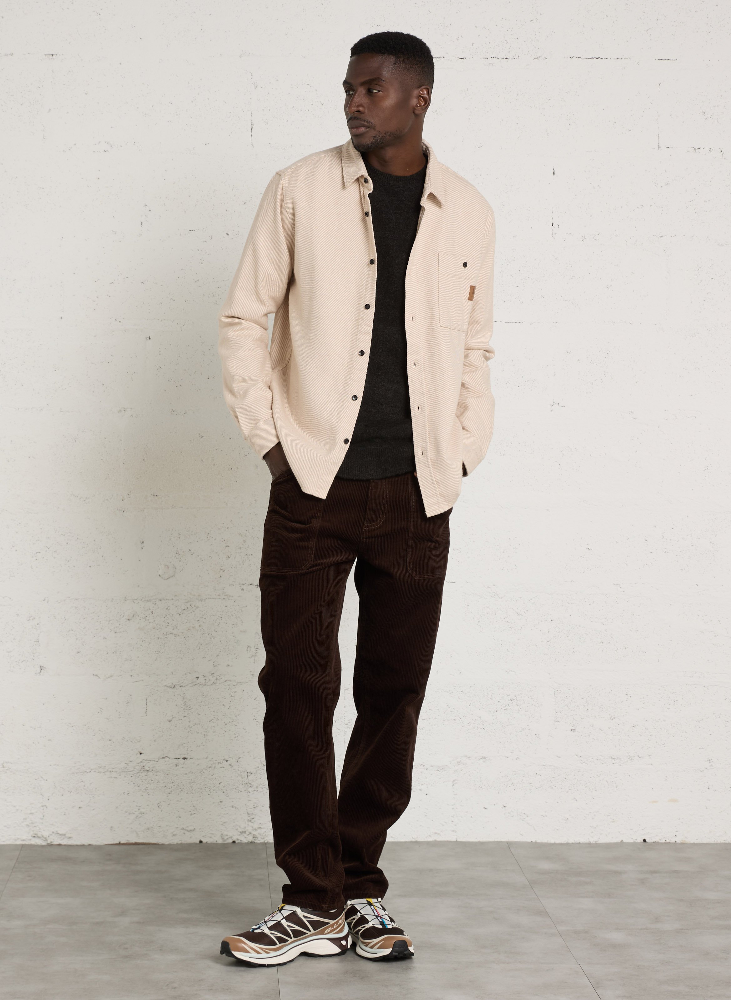 Striped straight-cut cotton shirt LE TEMPS DES CERISES Brown