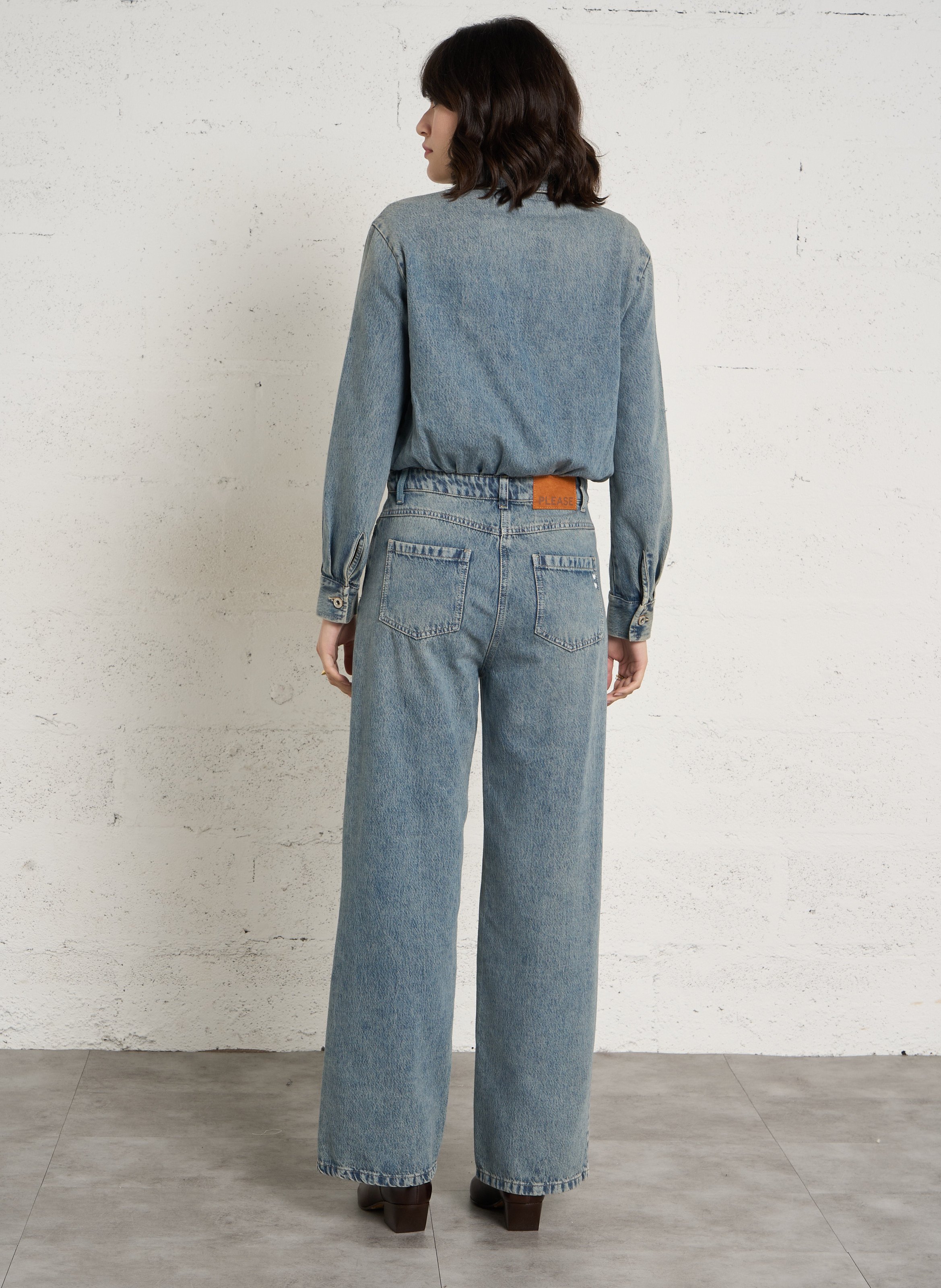Jeans-Jumpsuit aus Baumwoll-Mix PLEASE Blau