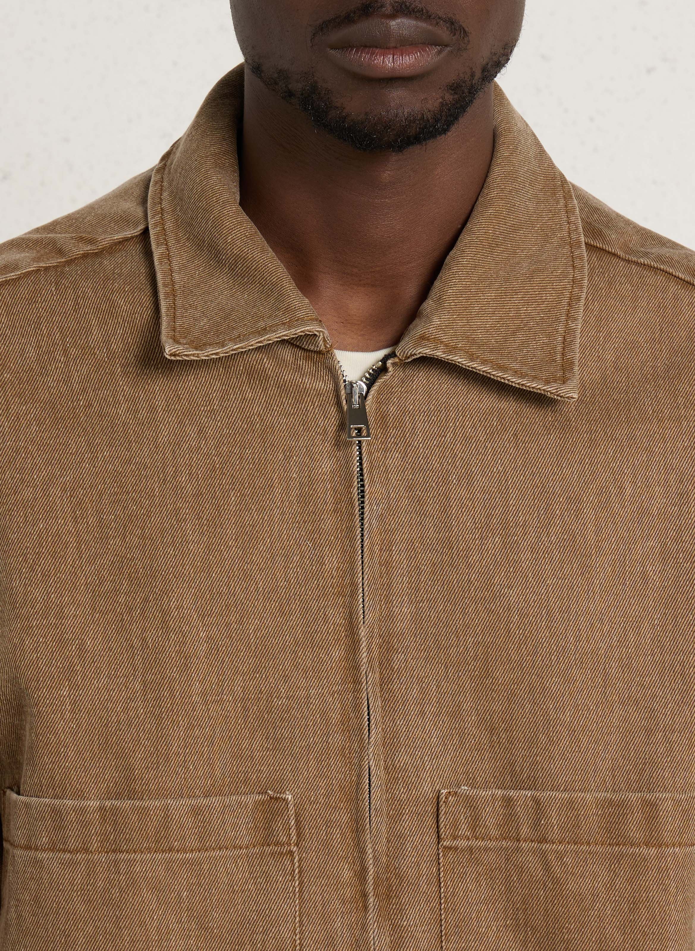Zip-up cotton overshirt IMPERIAL Beige