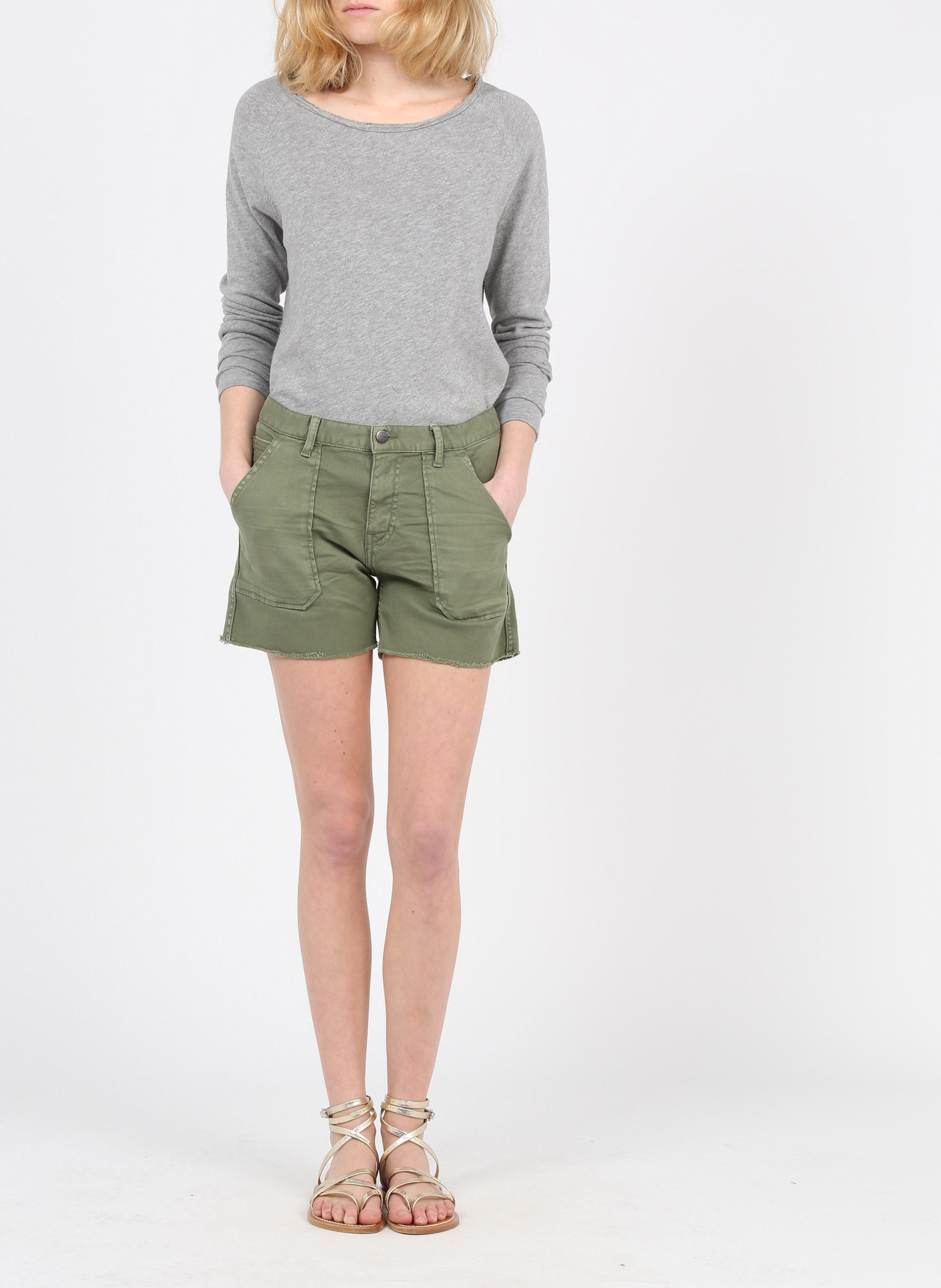 Tee-shirt col rond en coton Gris