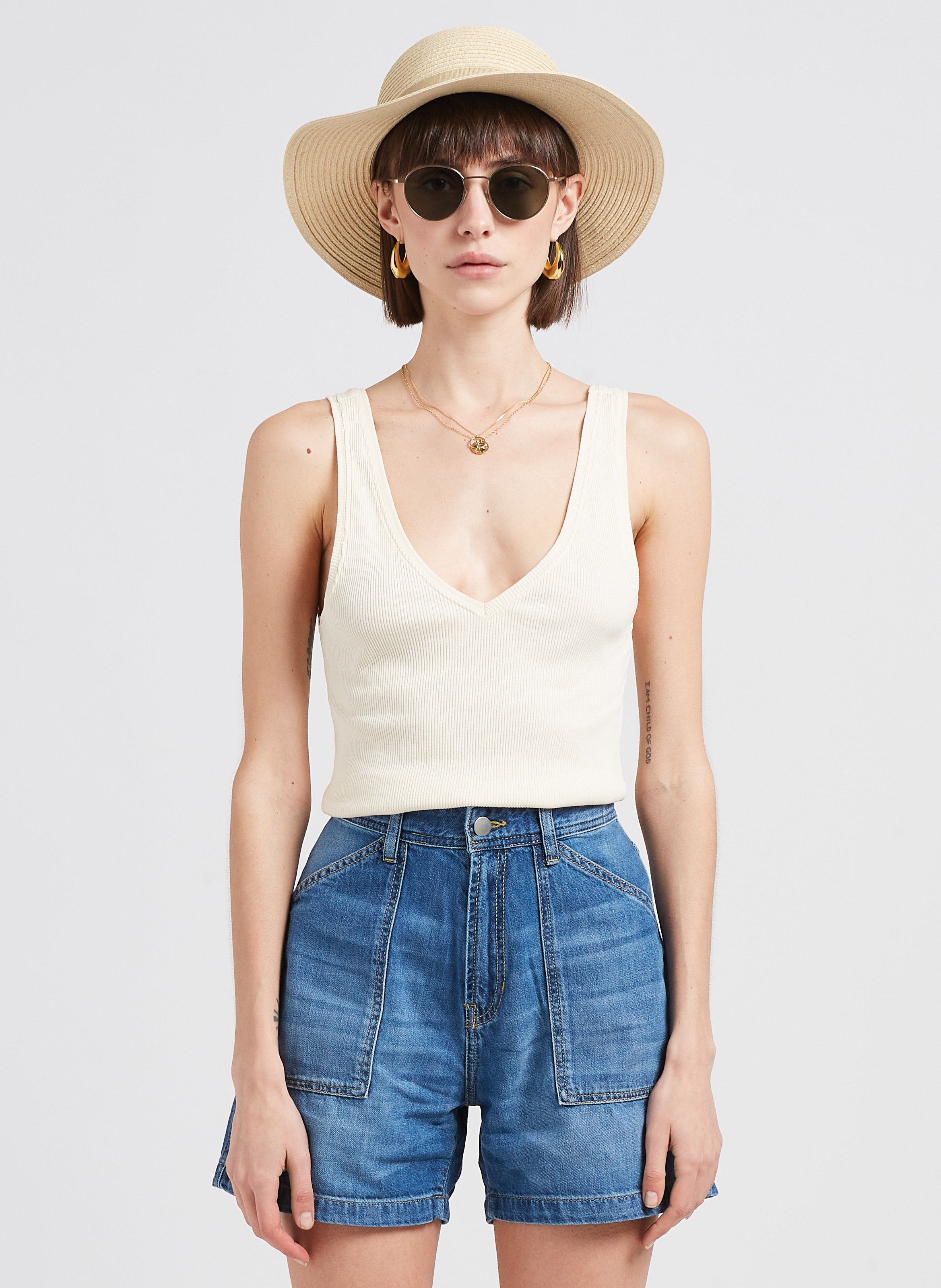 Strohhut mit Band BeigeSAISON 1865