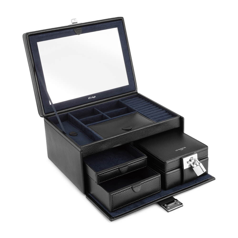 Boîte à bijoux en cuir LE TANNEUR Noir