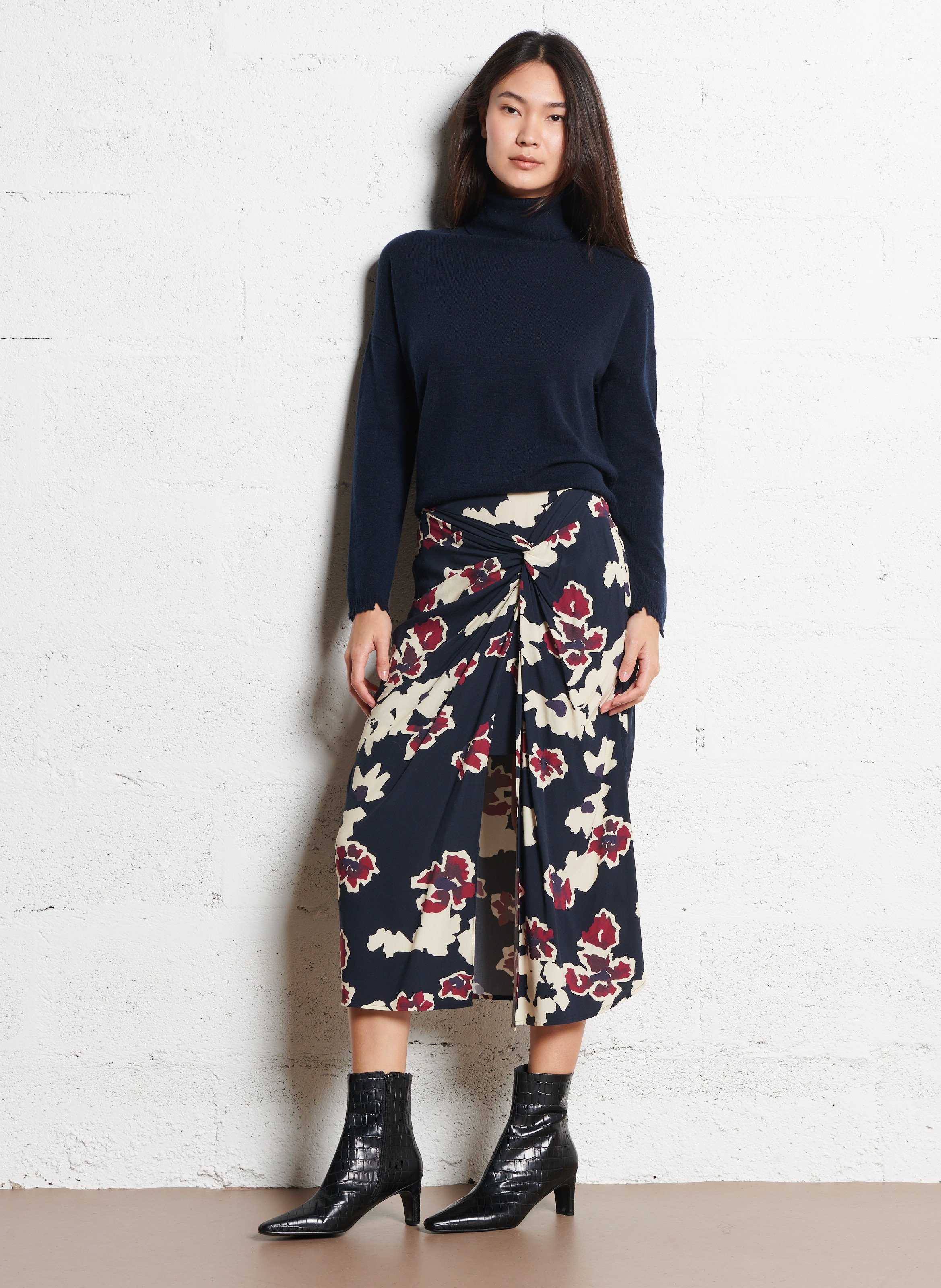 Pull ample col roulé en cachemire KUJTEN Bleu