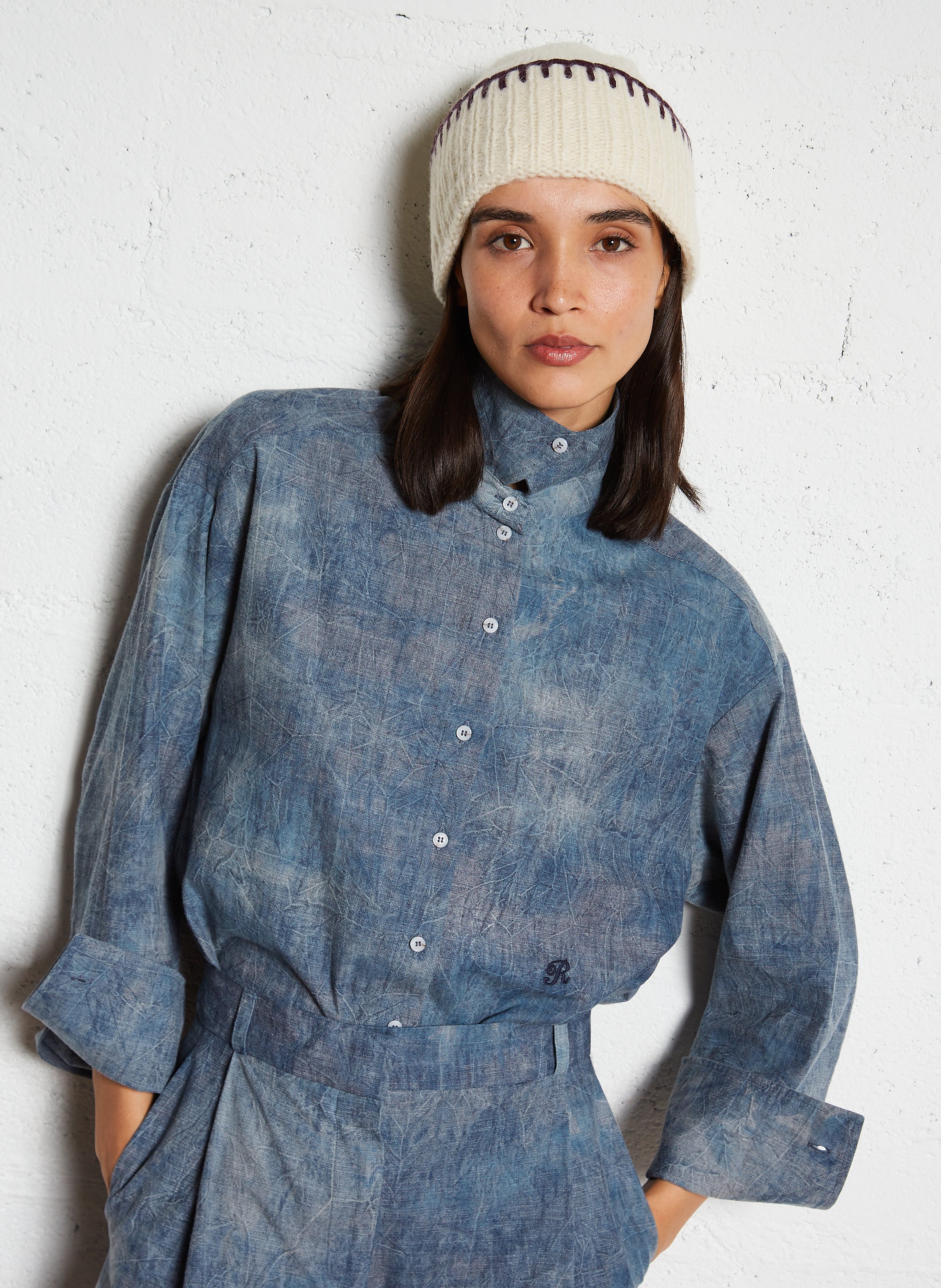 Oversize-Hemd aus Baumwollmix ROSEANNA Blau