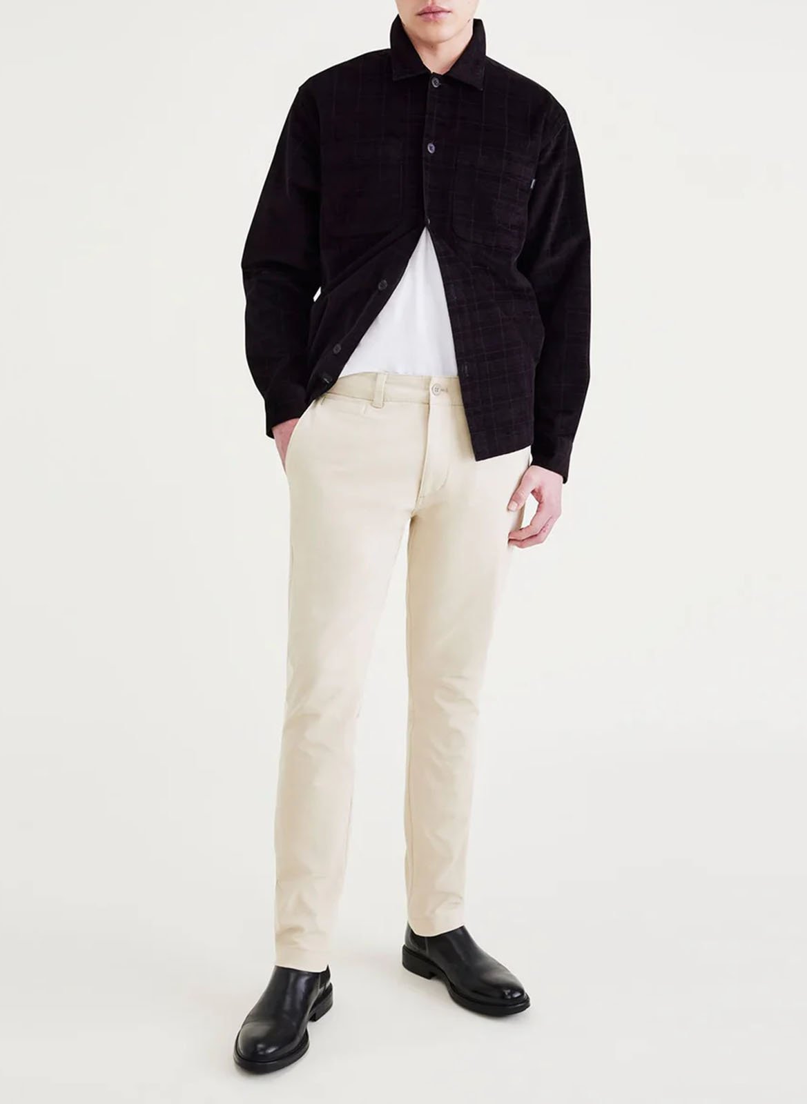 Pantalon slim en coton mélangé DOCKERS Beige