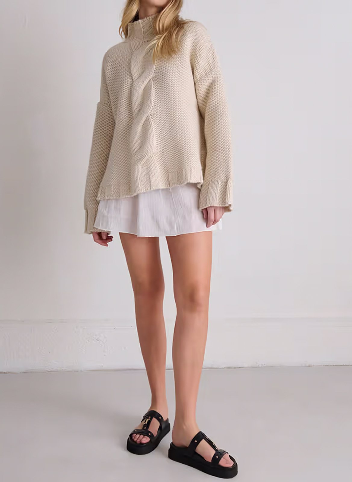 Sandales plates en cuir lisse JONAK Noir