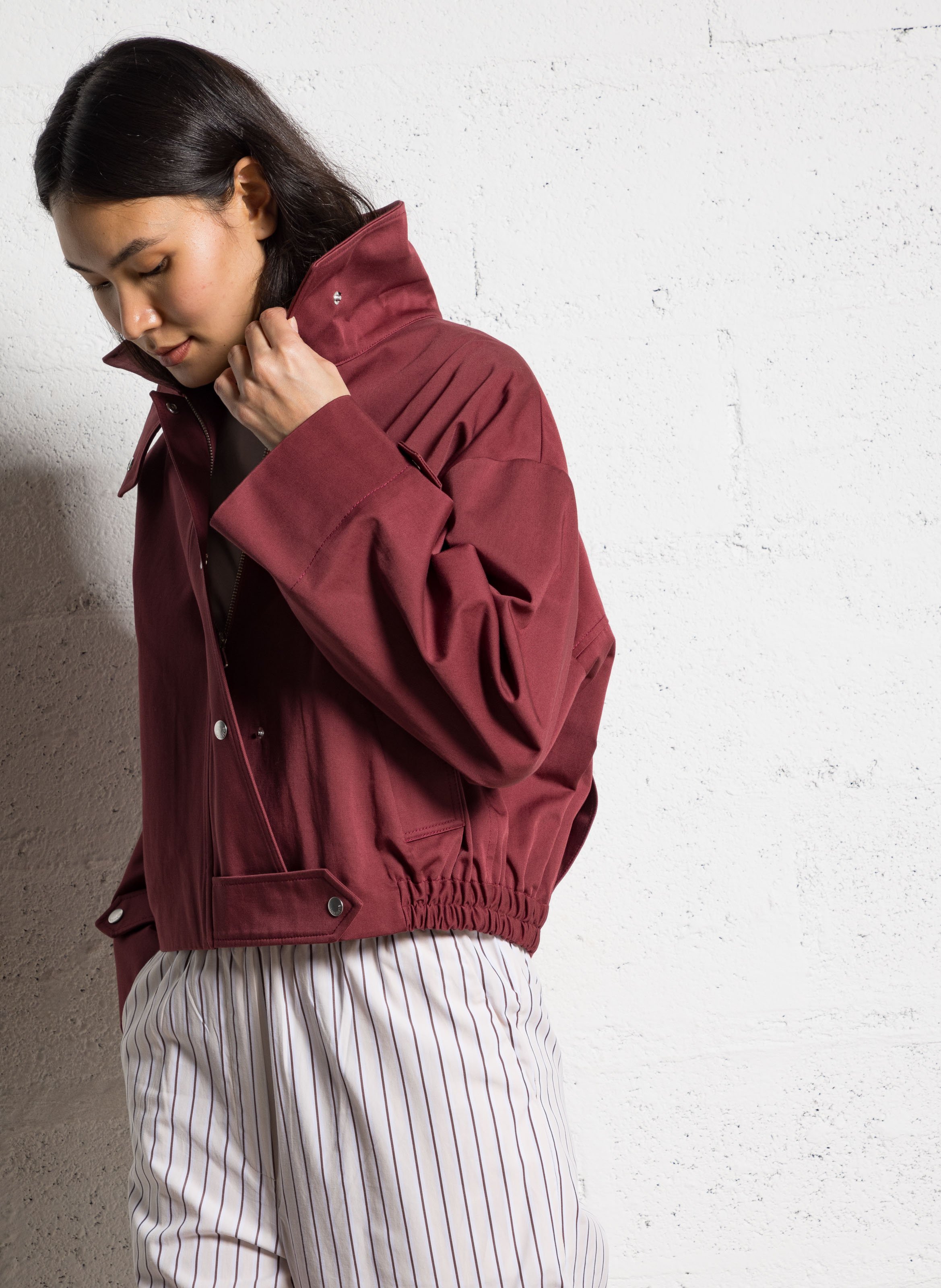 Long wool-blend trench coat with tailored collar MARGAUX LONNBERG Red