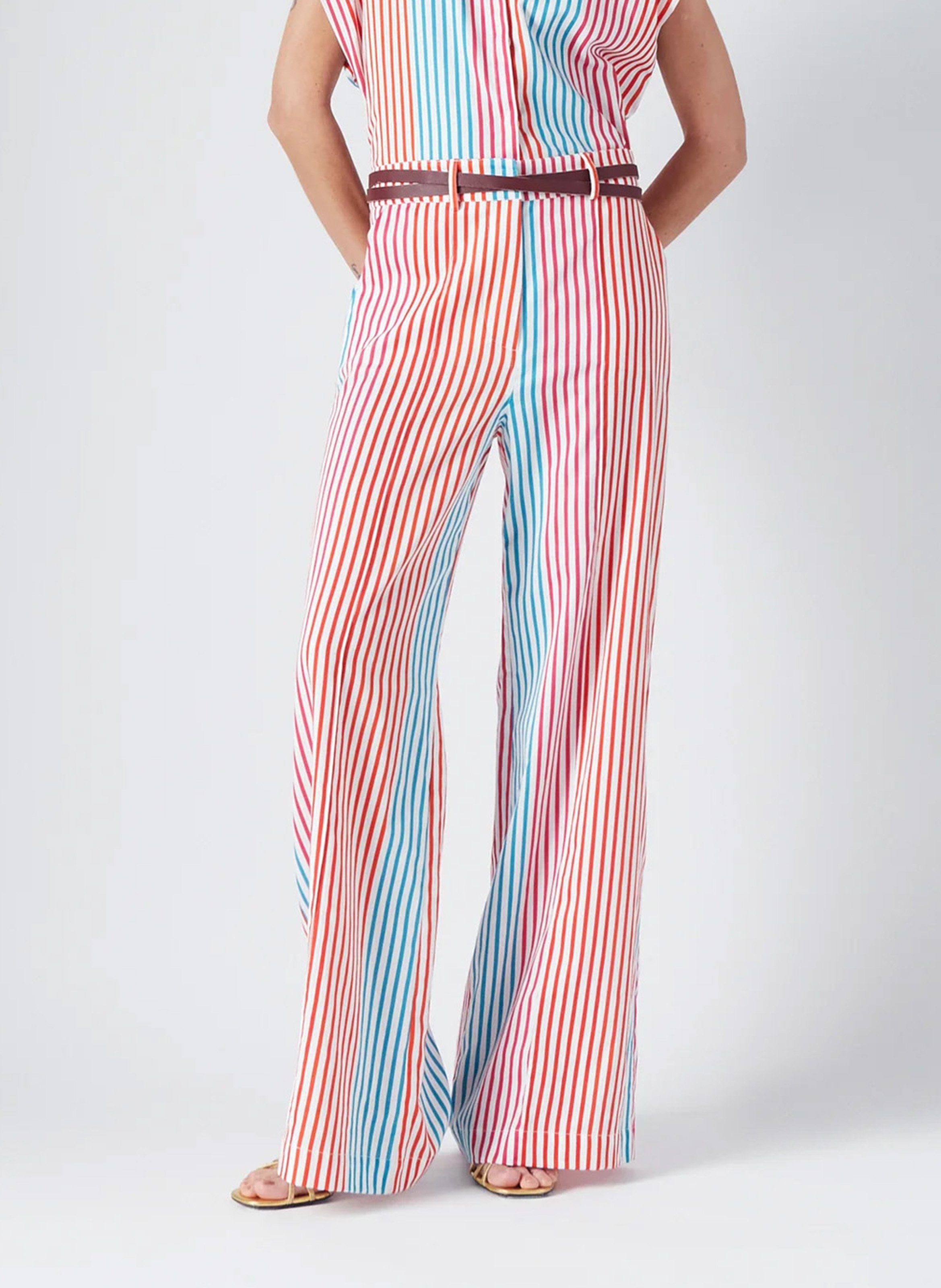 High-waisted wide-leg striped pants THE LABEL EDITION Multicolored