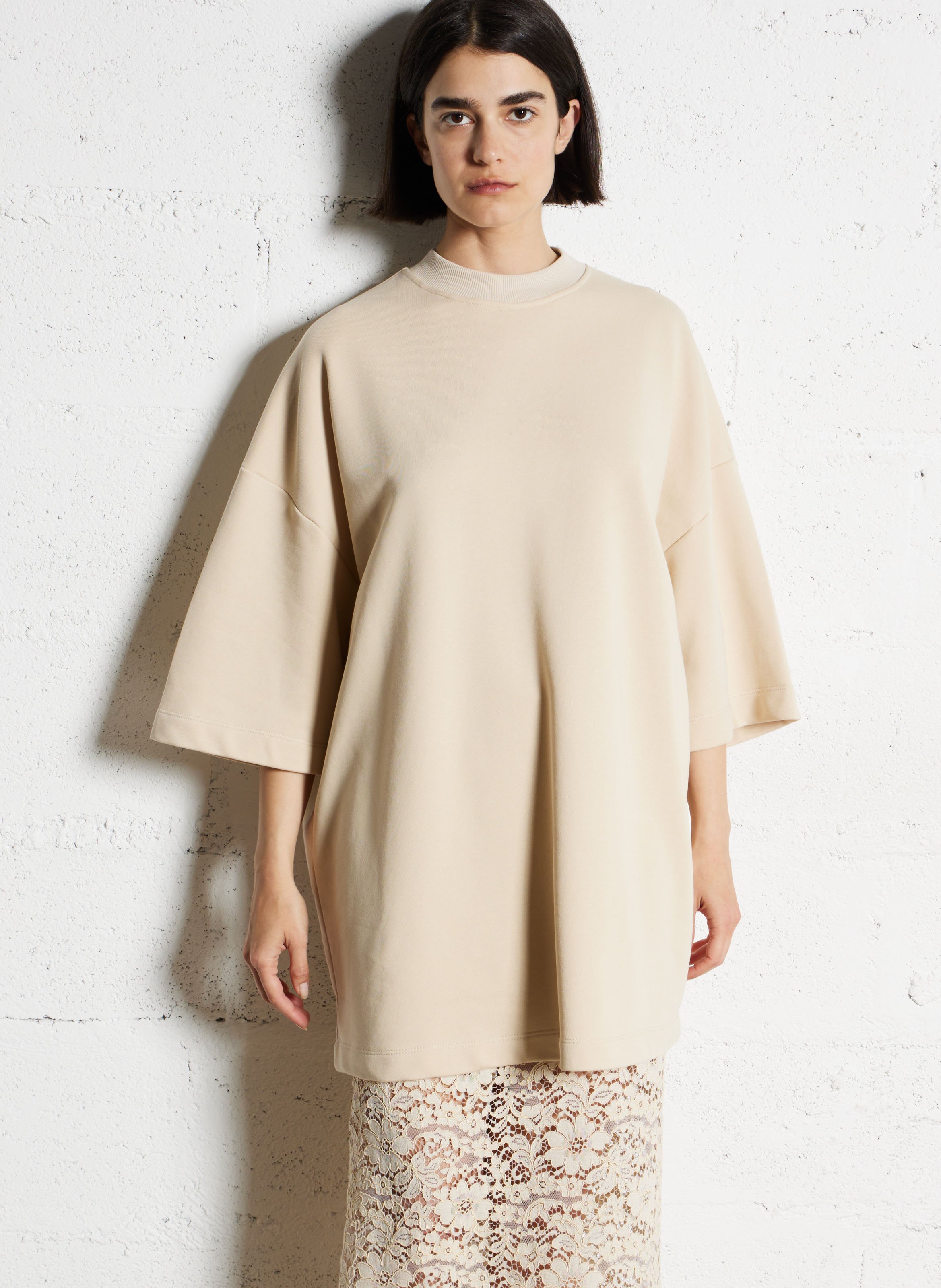 Round neck t-shirt dress in blended cotton IMPERIAL Beige