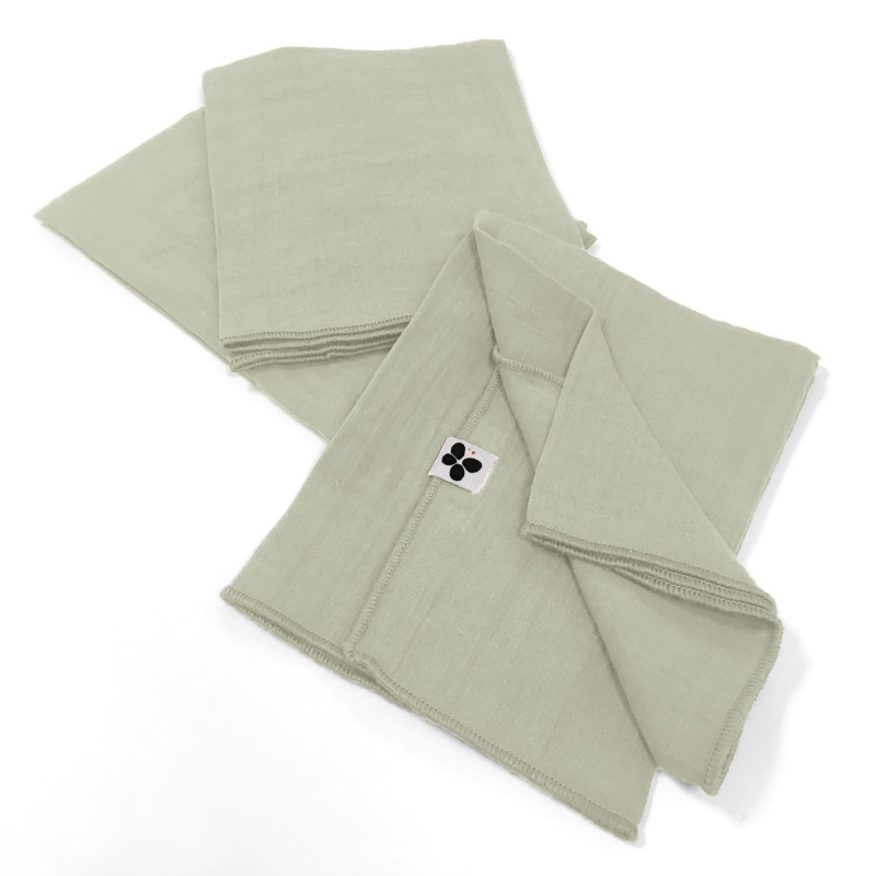 Set of 2 cotton muslin hand towels Green