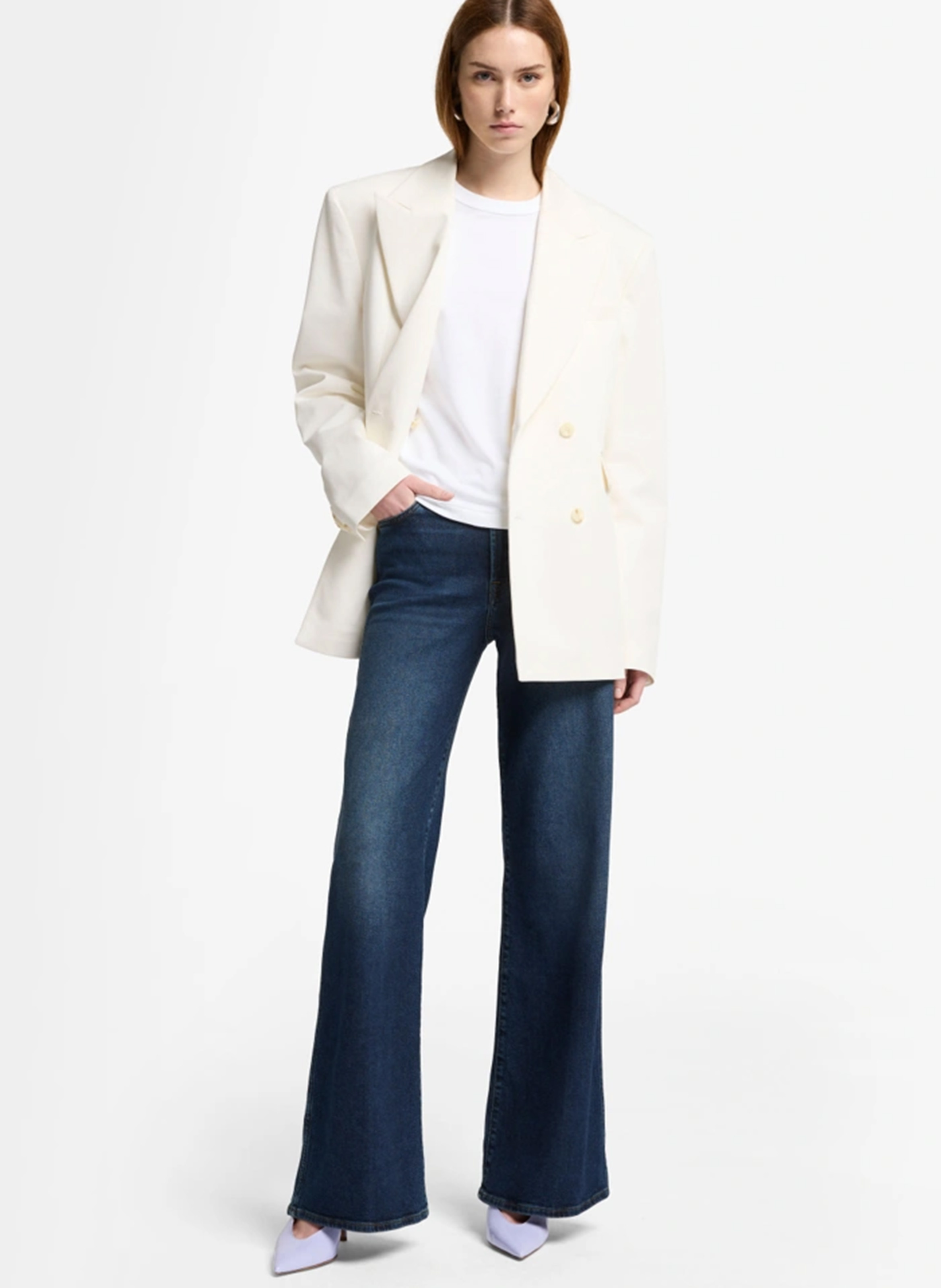 Wijde broek met hoge taille 7 FOR ALL MANKIND Blauw