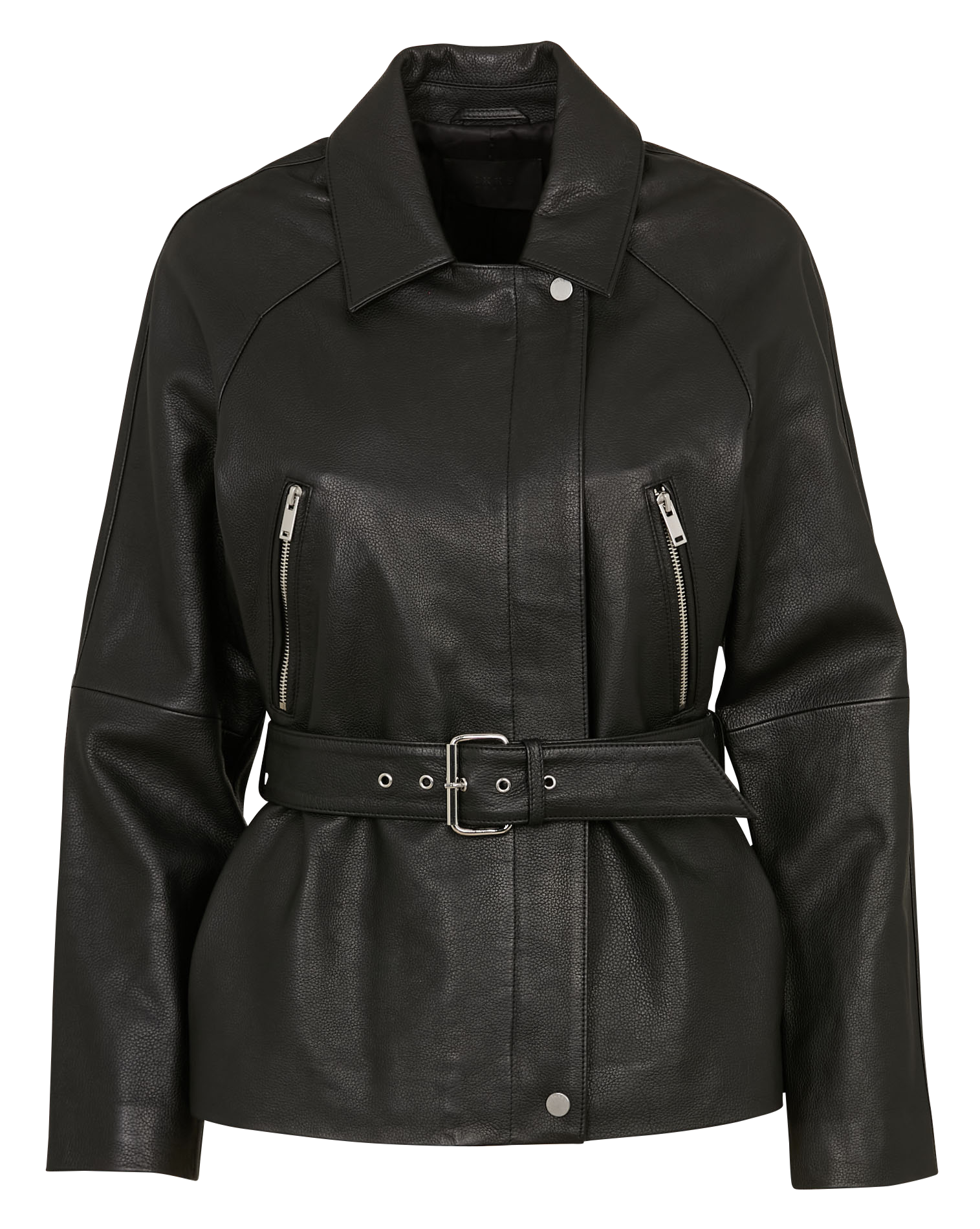 Leather jacket with tailored collar IKKS Black