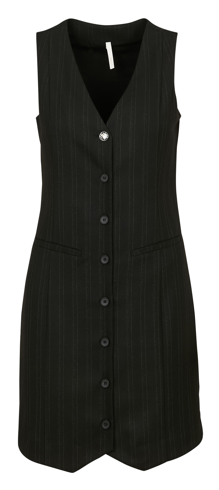 Short striped V-neck dress I CODE Black