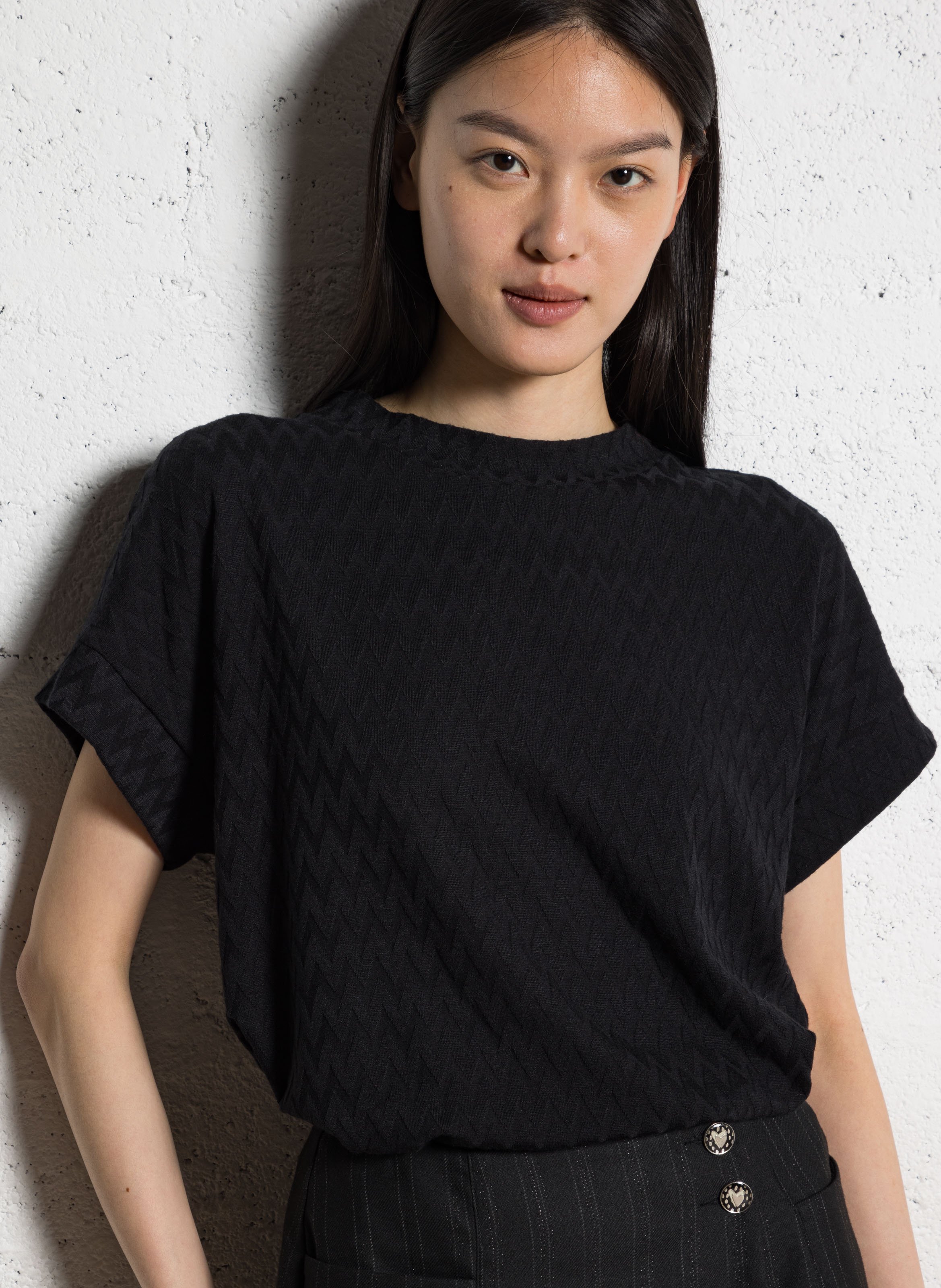 Top col rond  I CODE Noir