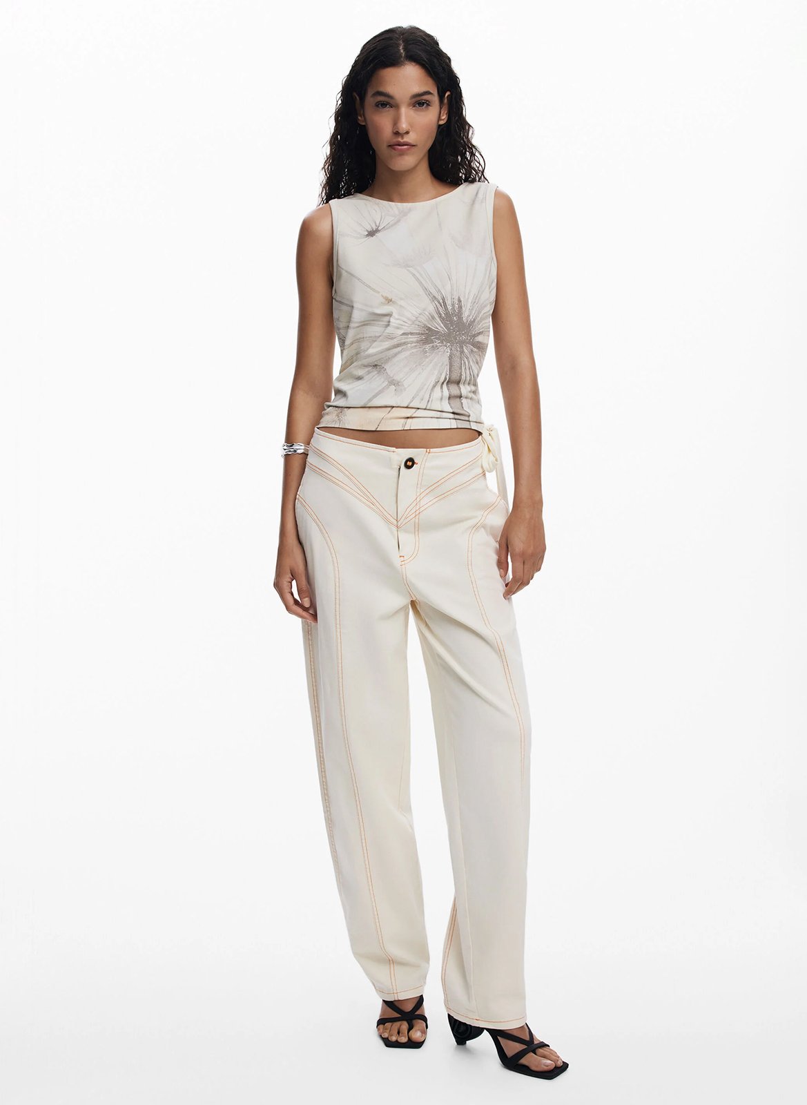 Top senza maniche stampato DESIGUAL Bianco