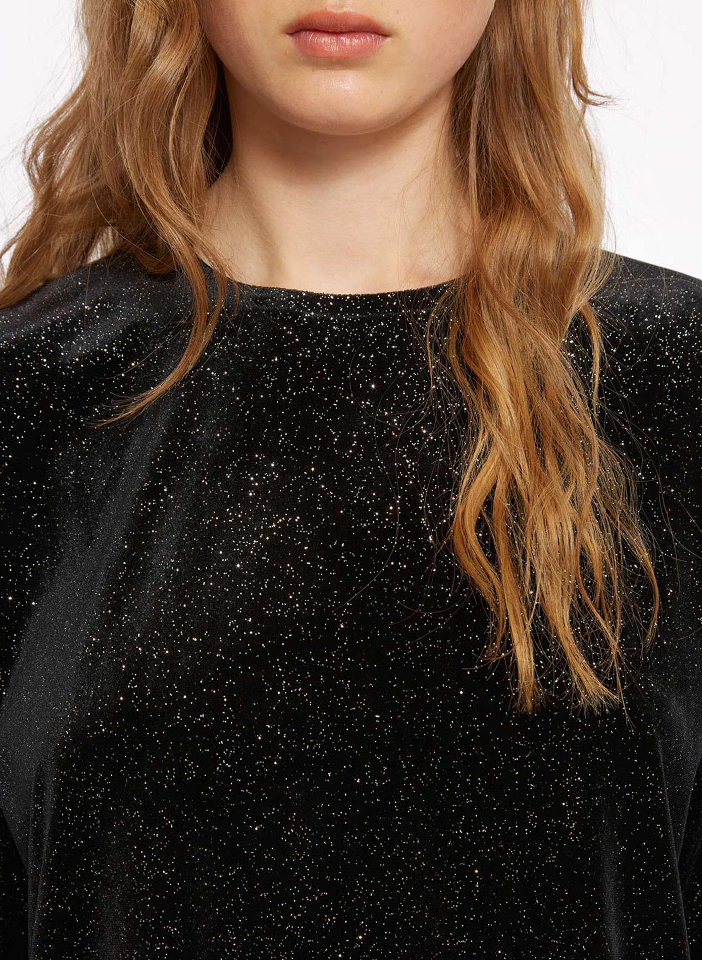 Tee-shirt col rond pailleté ROSEANNA Noir