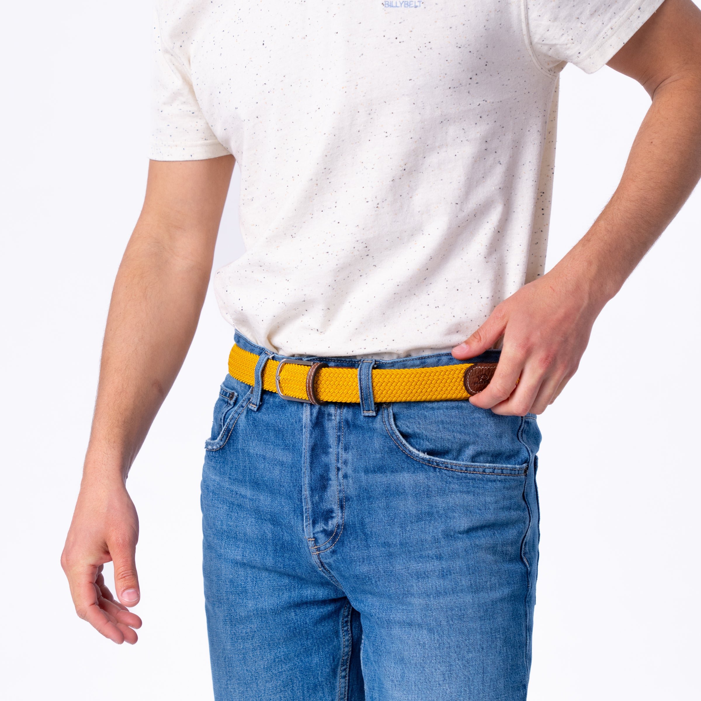 Solid Elastic Braided Belt BILLYBELT Yellow