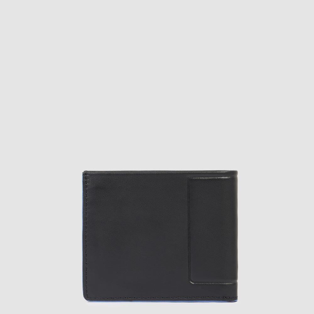 Men's wallet with coin pocket, credit card slots, removable flap, and RFID protection Black