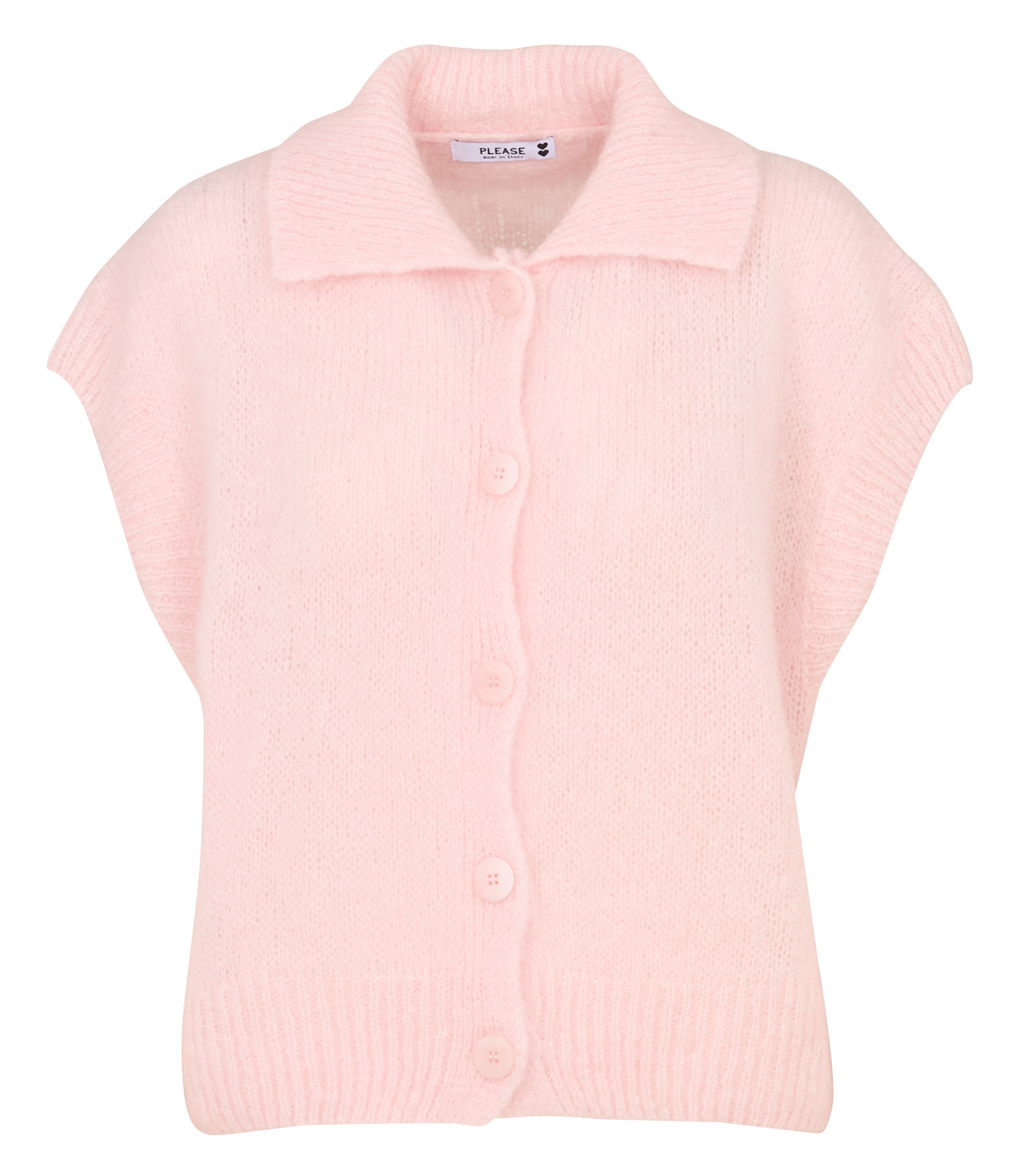 Gilet col classique ample PLEASE Rose