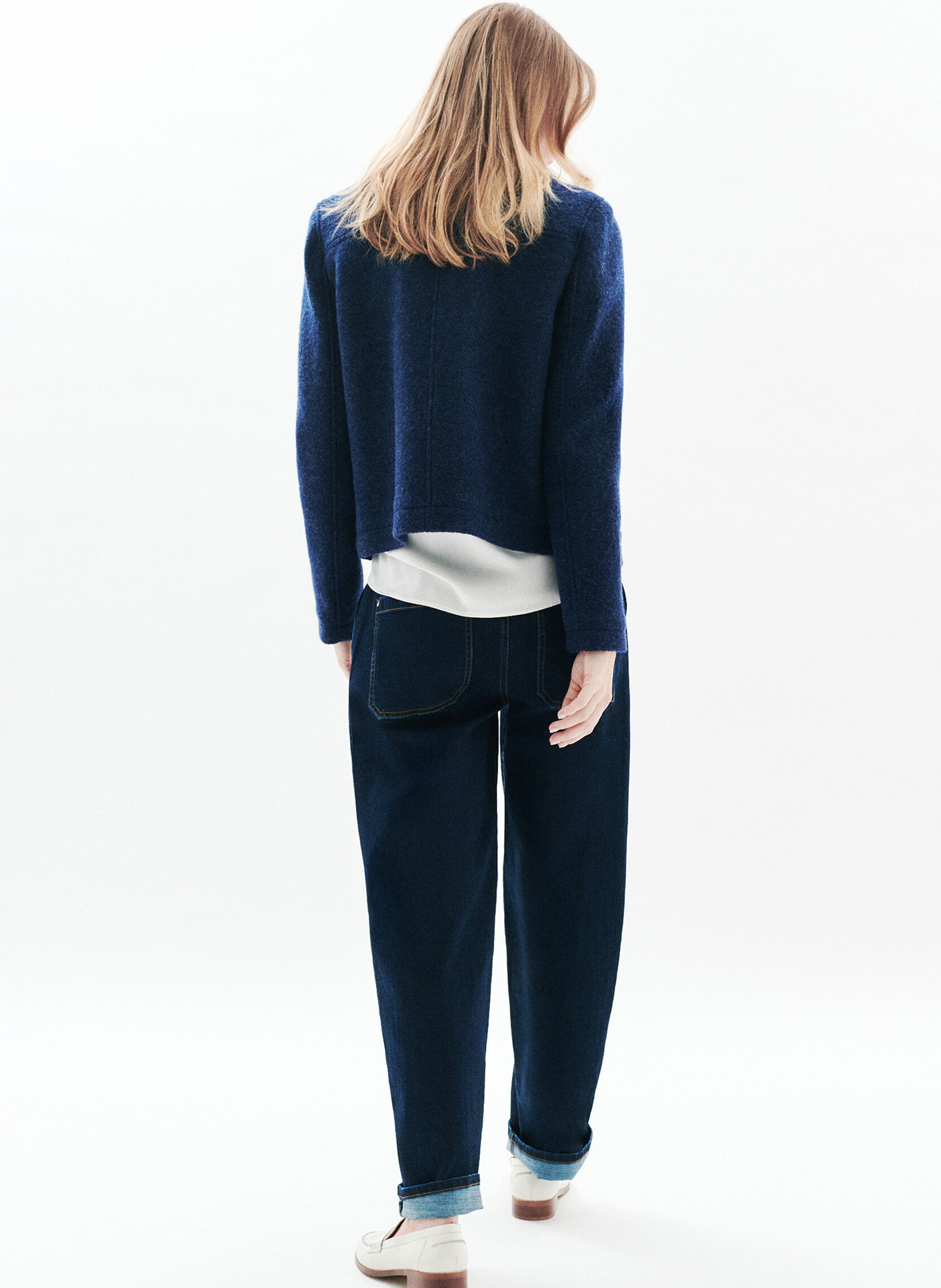 Classic-collar wool jacket  CAROLL Blue