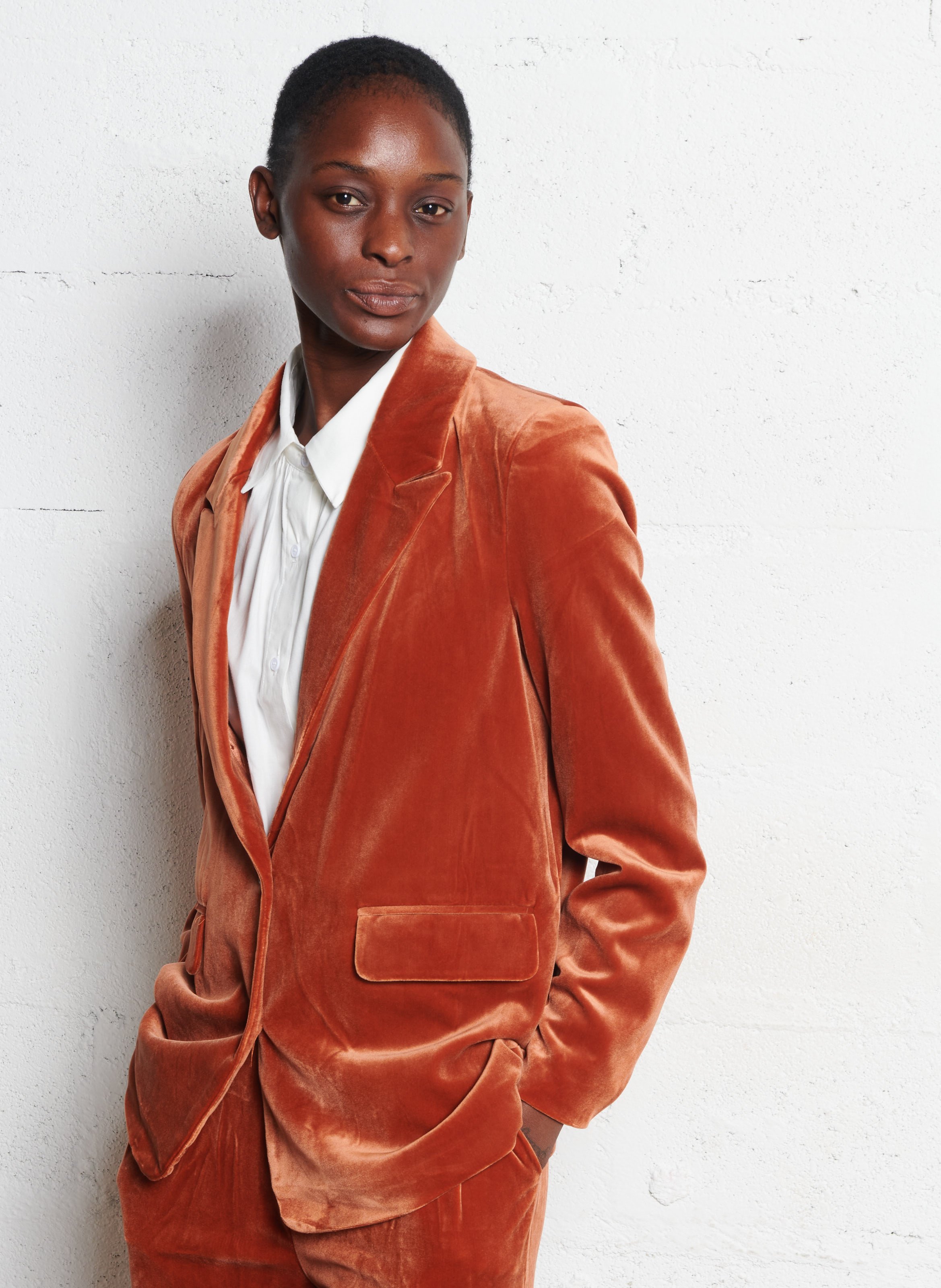 Straight-cut velvet-look jacket SEE U SOON