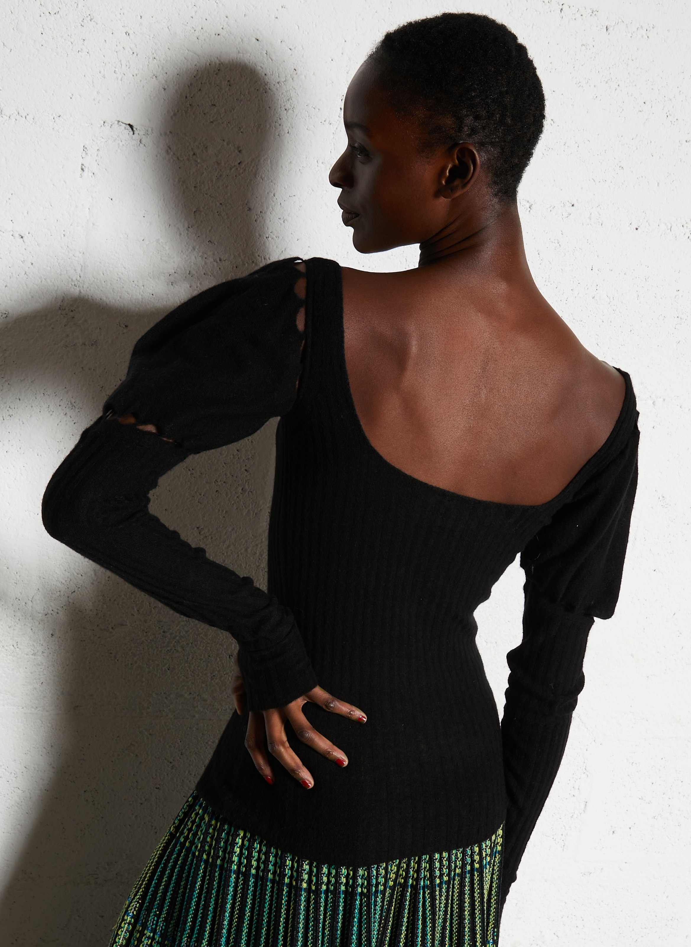 Pull près du corps en laine mélangée MES DEMOISELLES Noir