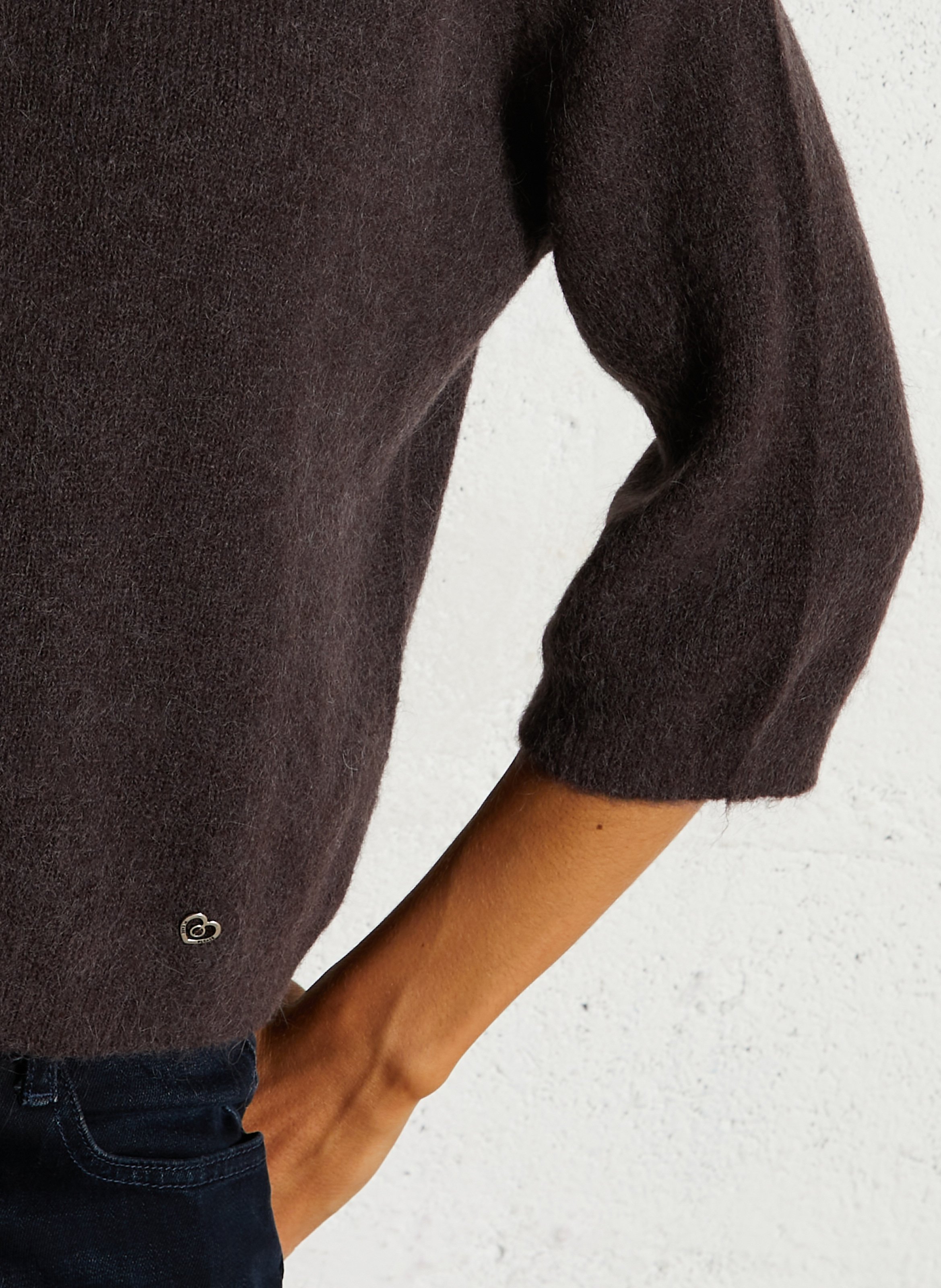 Pull col rond  PLEASE Marron