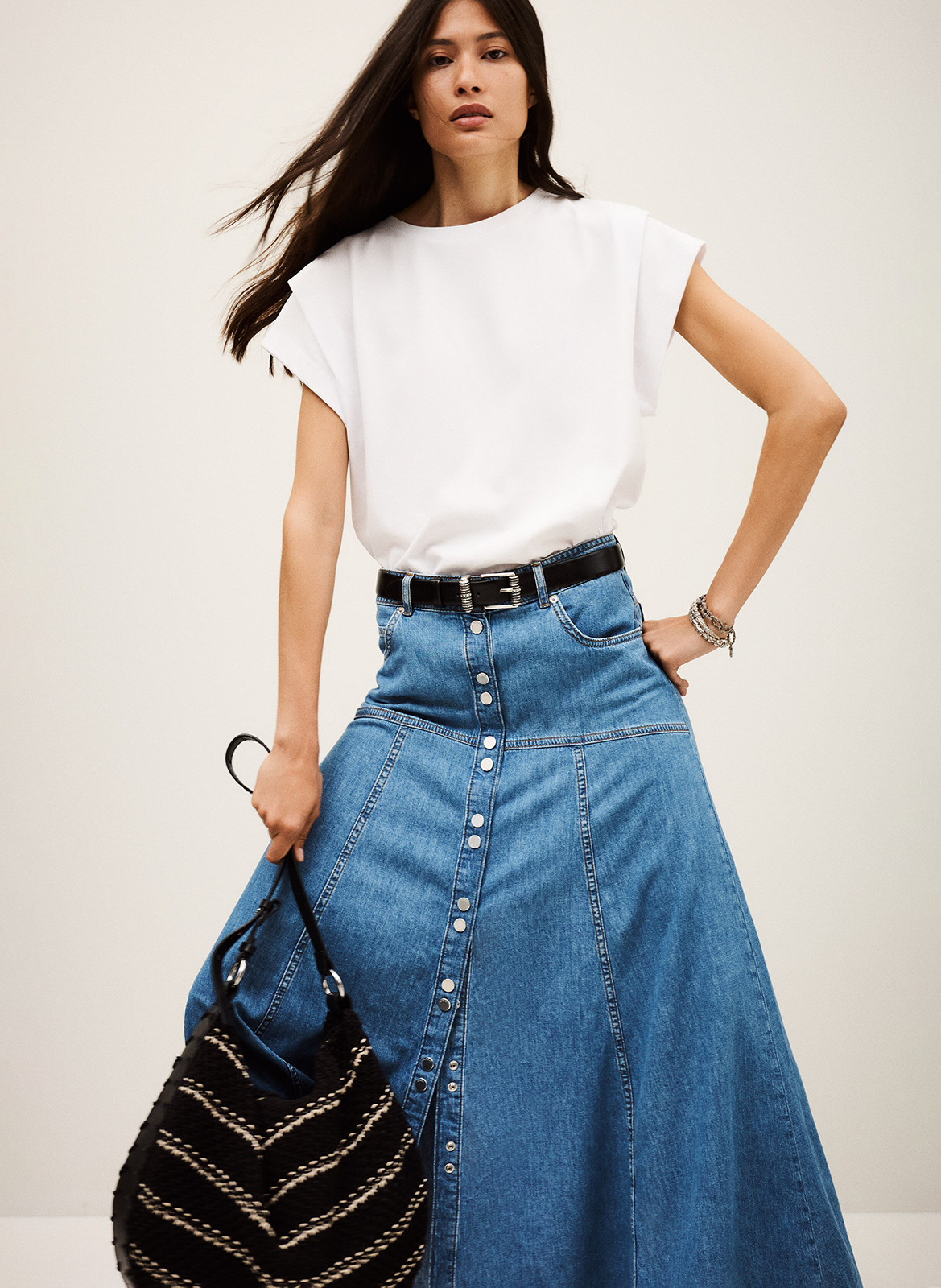 Lange rok van katoenen denim BA&SH Blauw