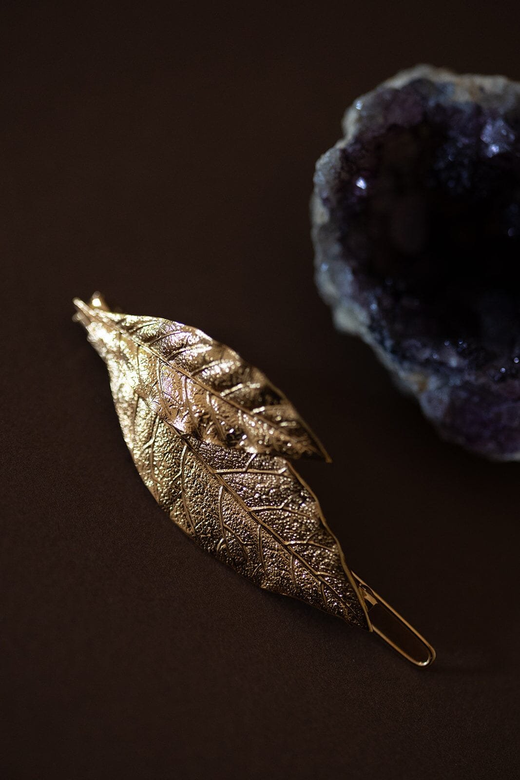 Gold-plated leaf hair clip MONSIEUR SIMONE Golden
