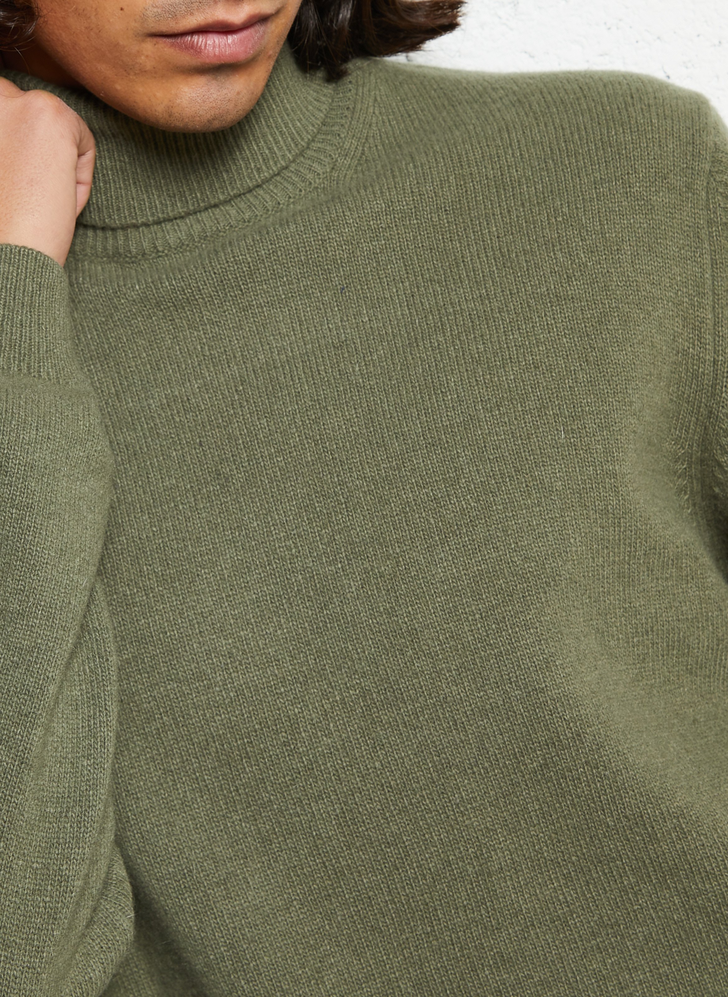 Straight wool-blend polo neck sweater CASUAL FRIDAY Khaki