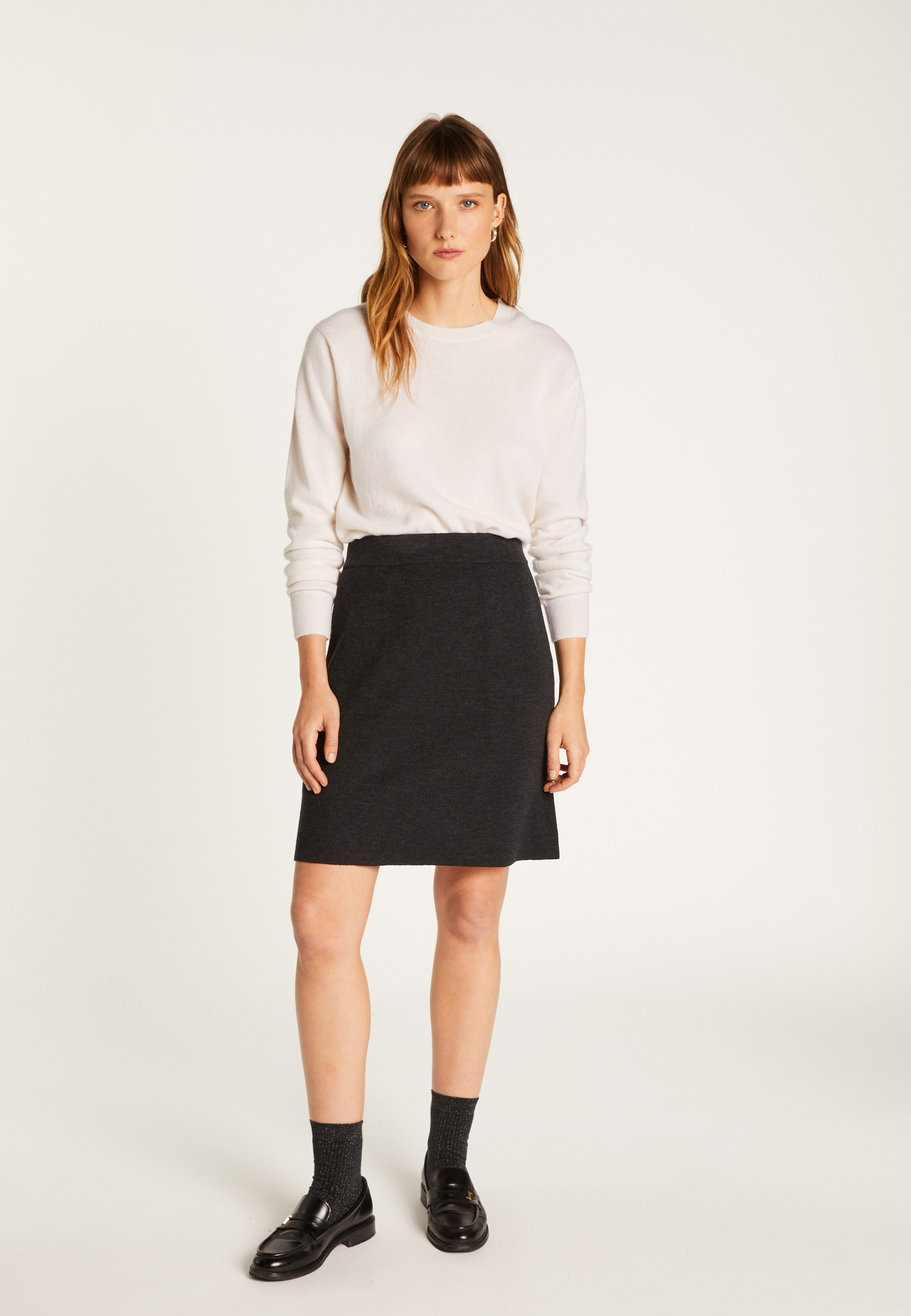 Short merino wool skirt MAISON MONTAGUT Grey