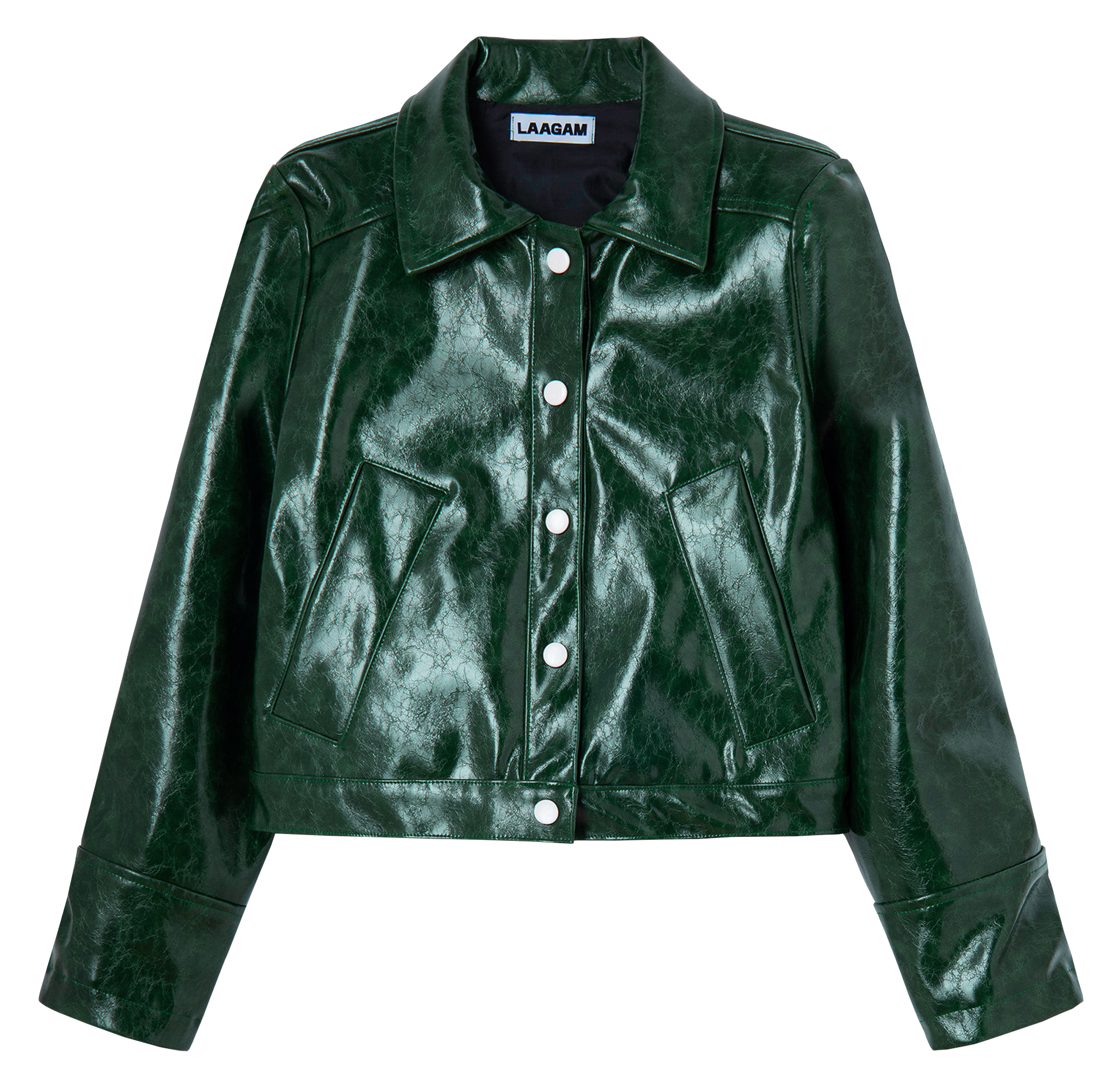 Mini straight skirt in cracked leather effect LAAGAM Green