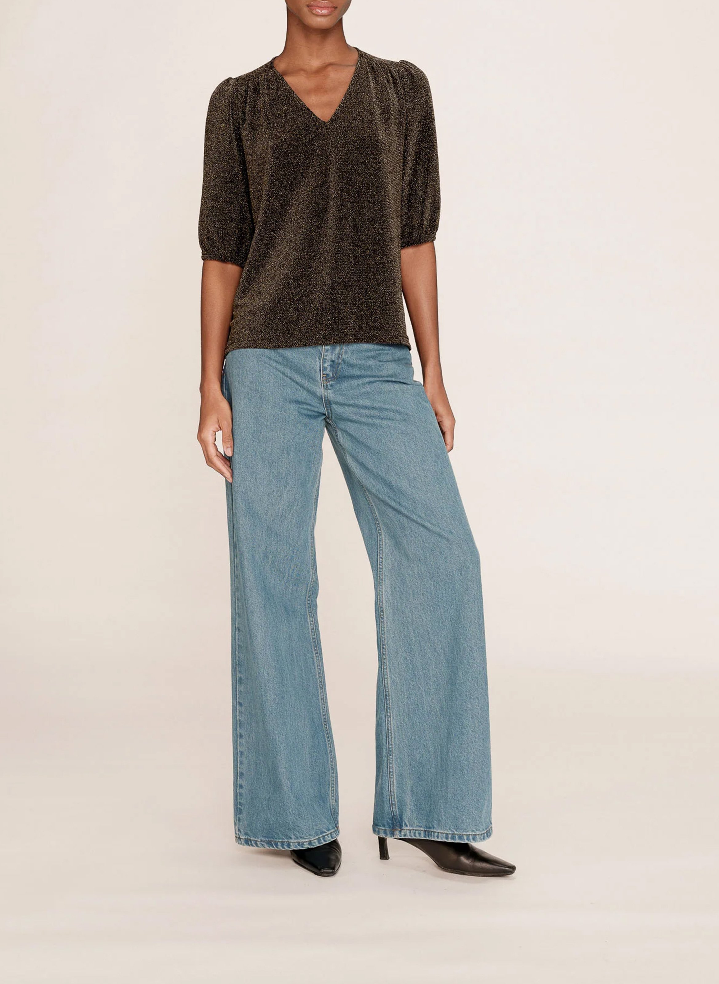 Blouse col V GRACE ET MILA Doré