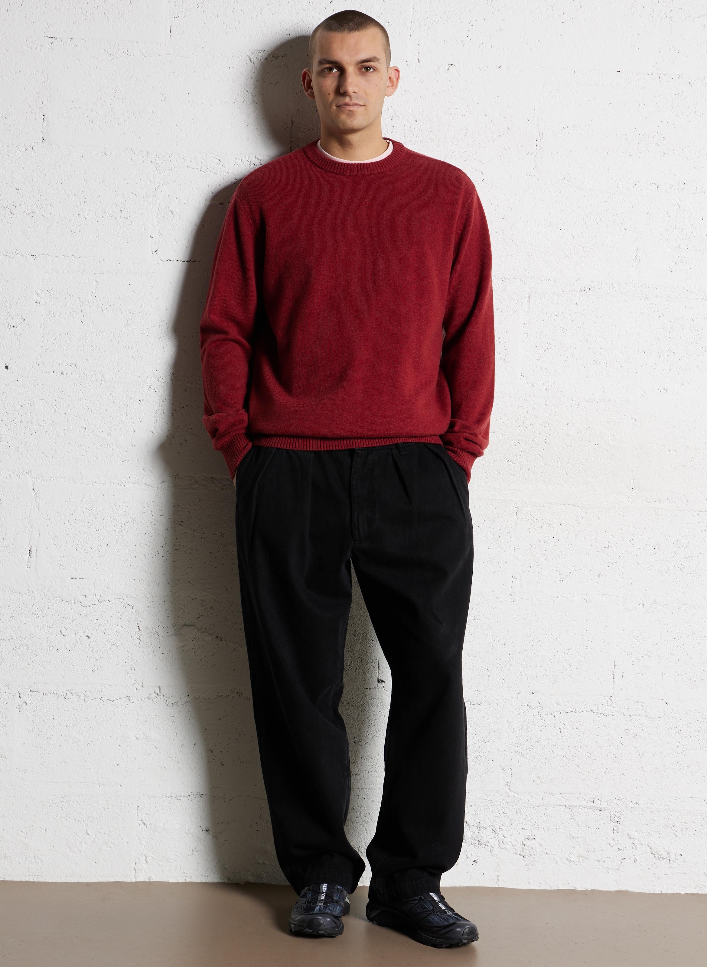 Round-neck wool-blend straight-cut sweater MINIMUM Red