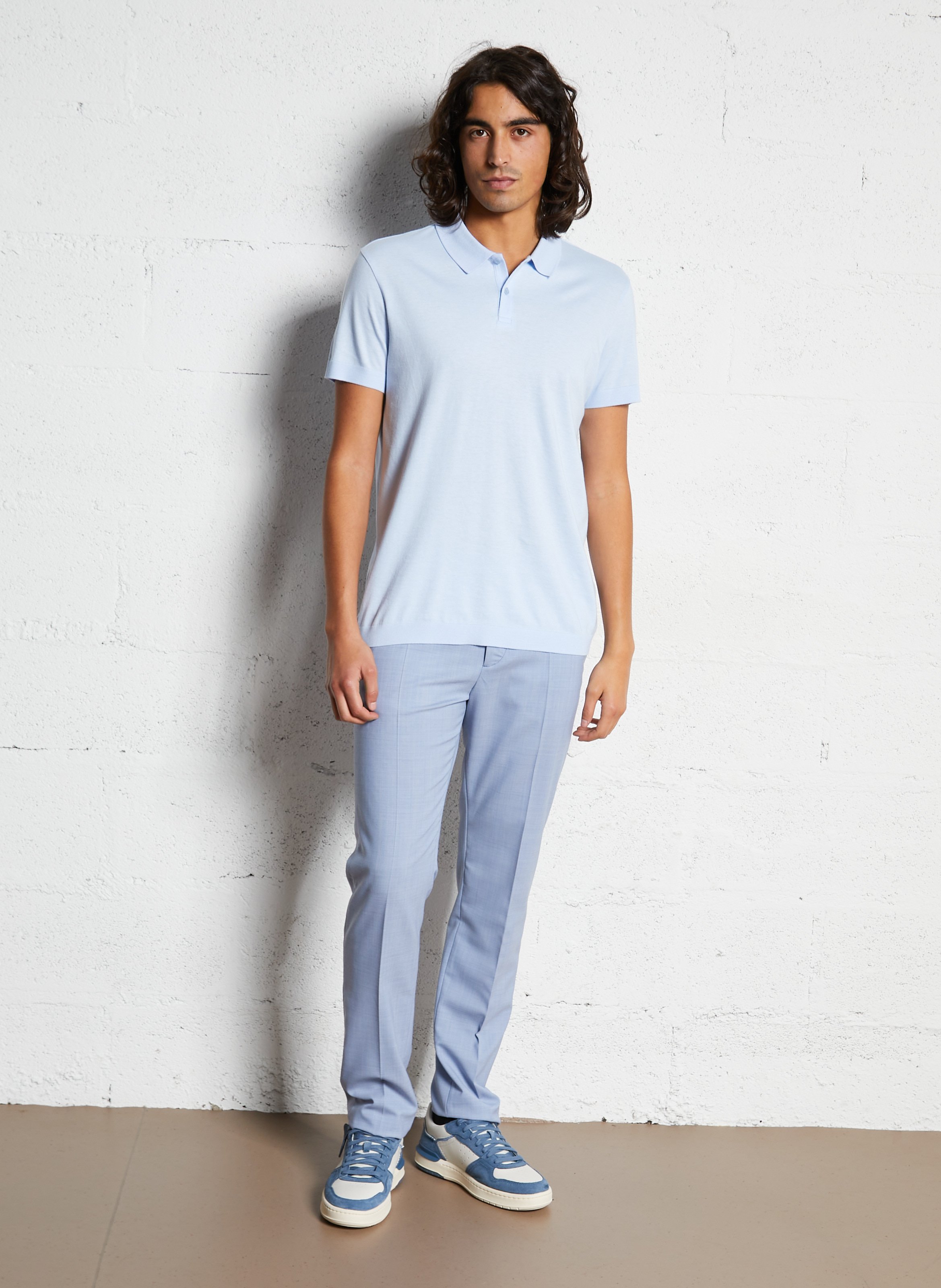 Polo van katoen en linnen IKKS Blauw