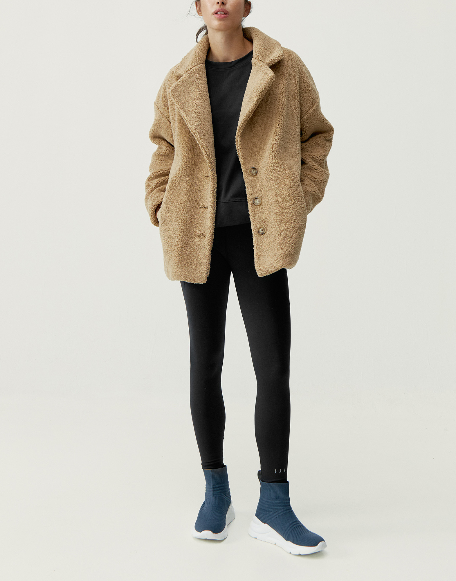 Buttoned performance athleisure sports jacket BORN Beige