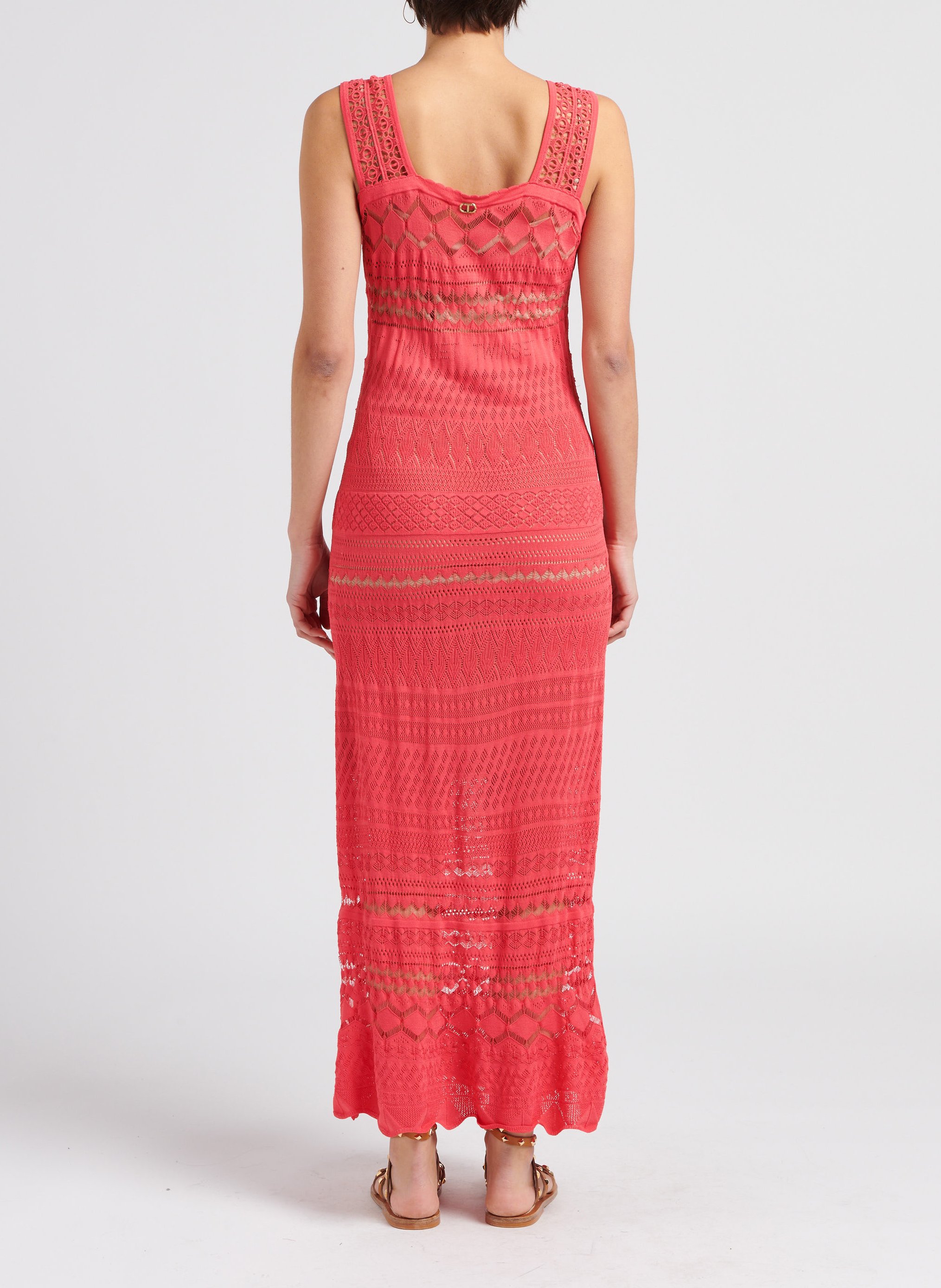 Langes Spitzenkleid aus Viskose-Mix TWINSET Rosa