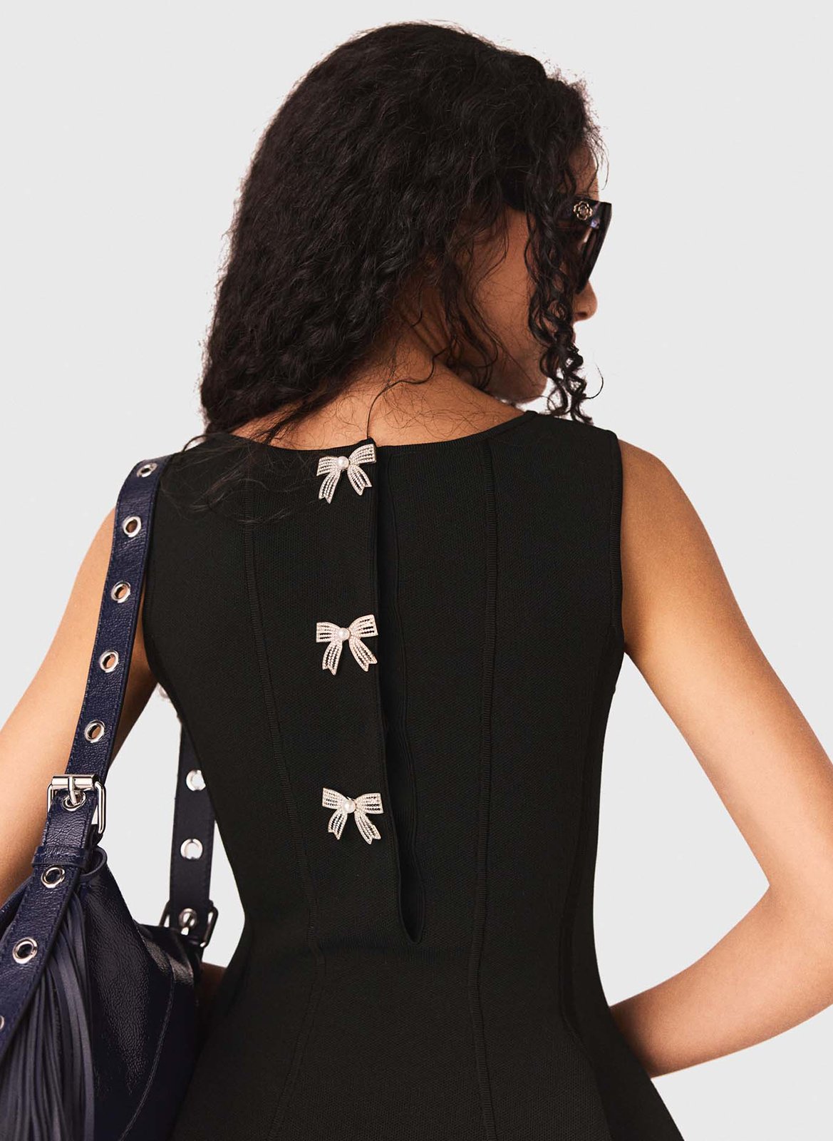 Robe courte col rond MAJE Black