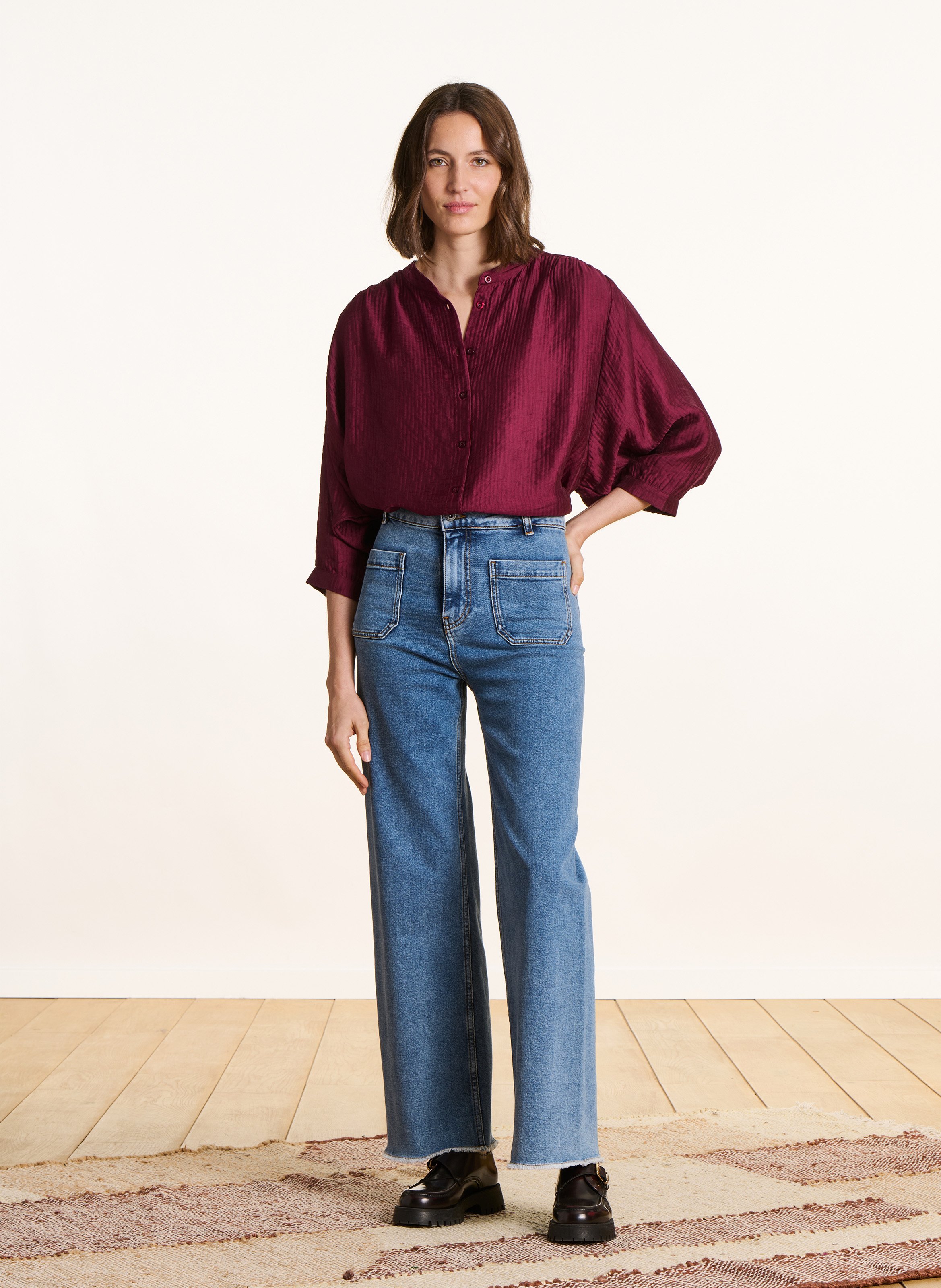 Chemise col mao  LA FEE MARABOUTEE Marron