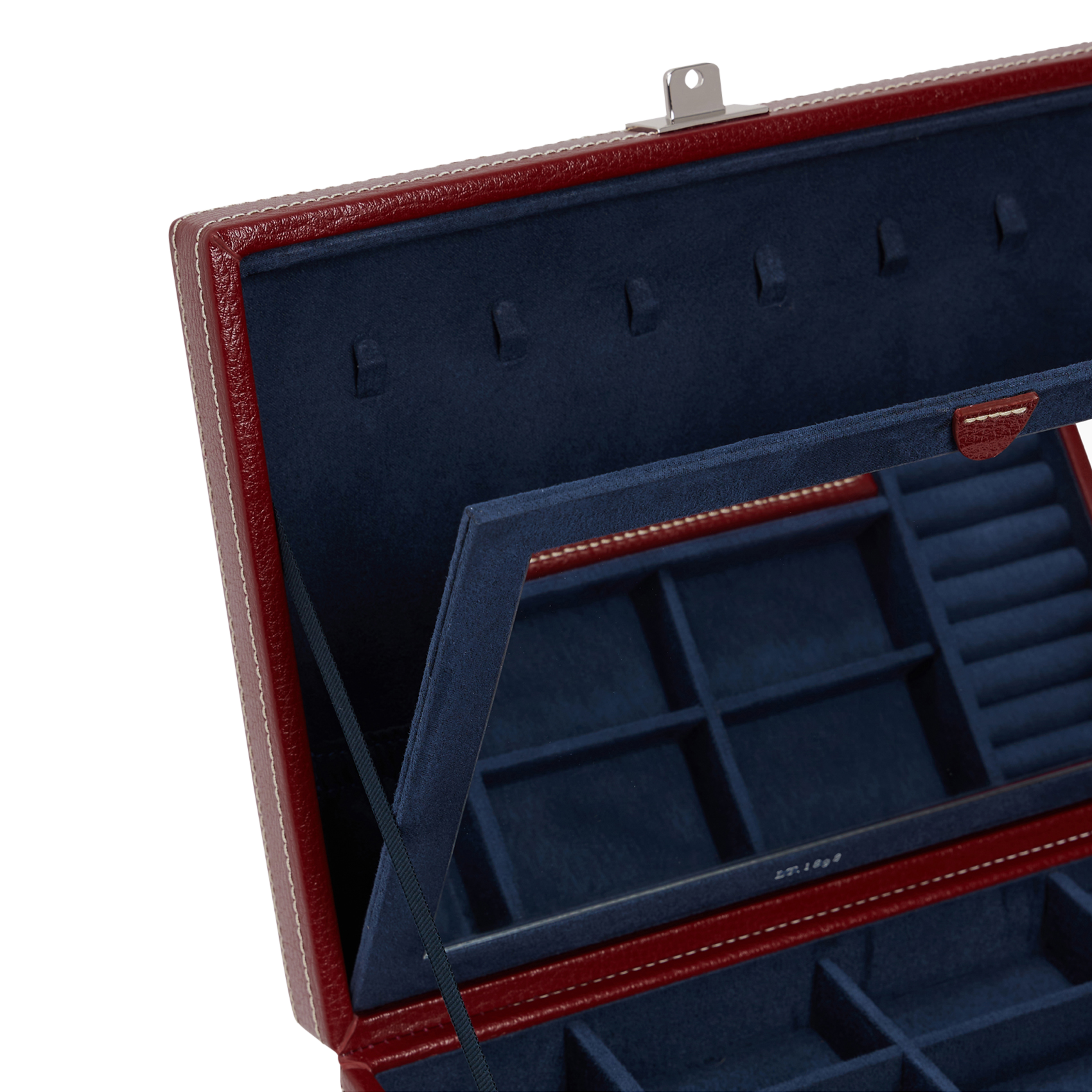 Grande boite à bijoux en cuir recyclé  LE TANNEUR Rouge