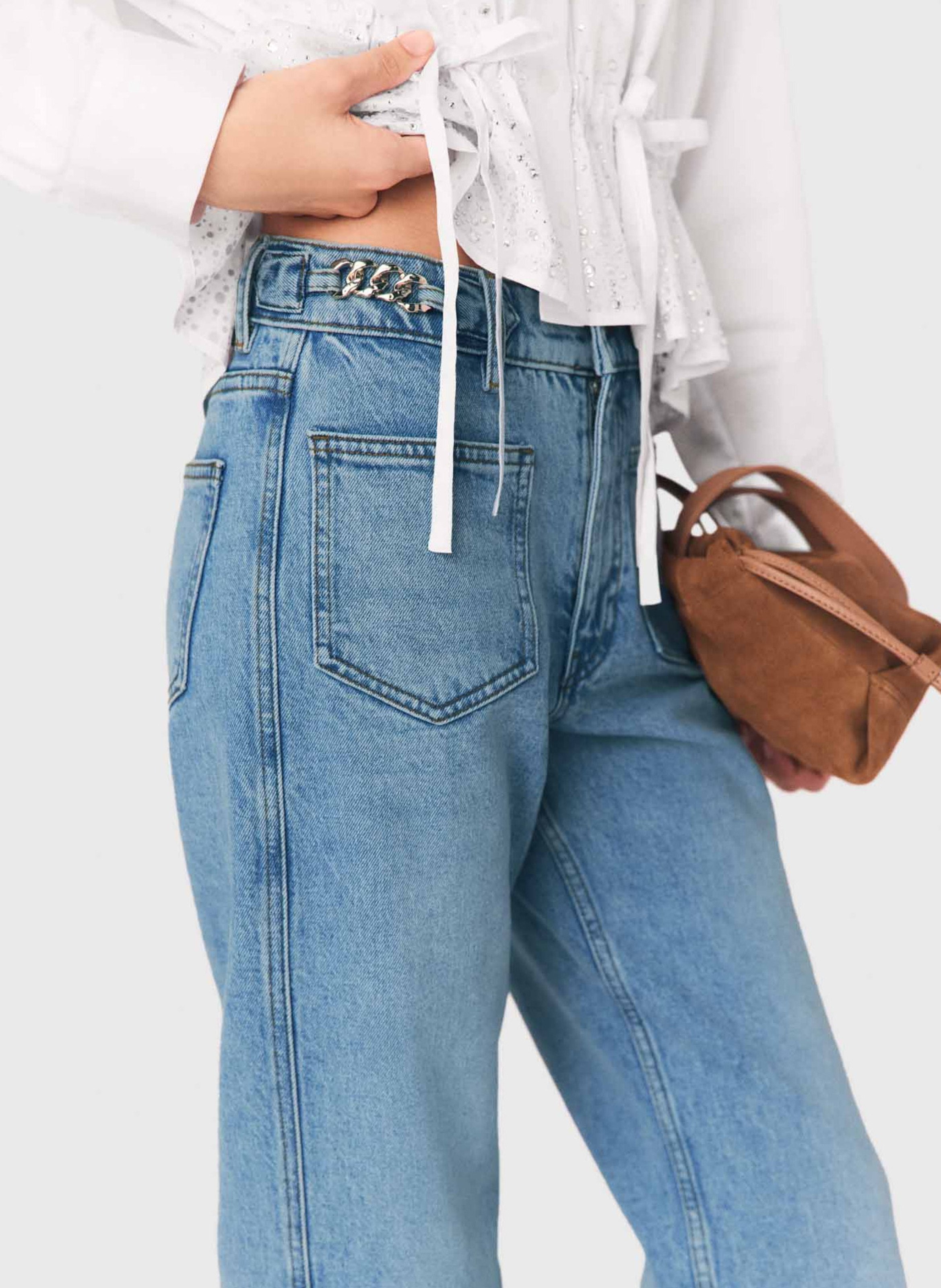 Rechte jeans - katoenblend MAJE Blauw