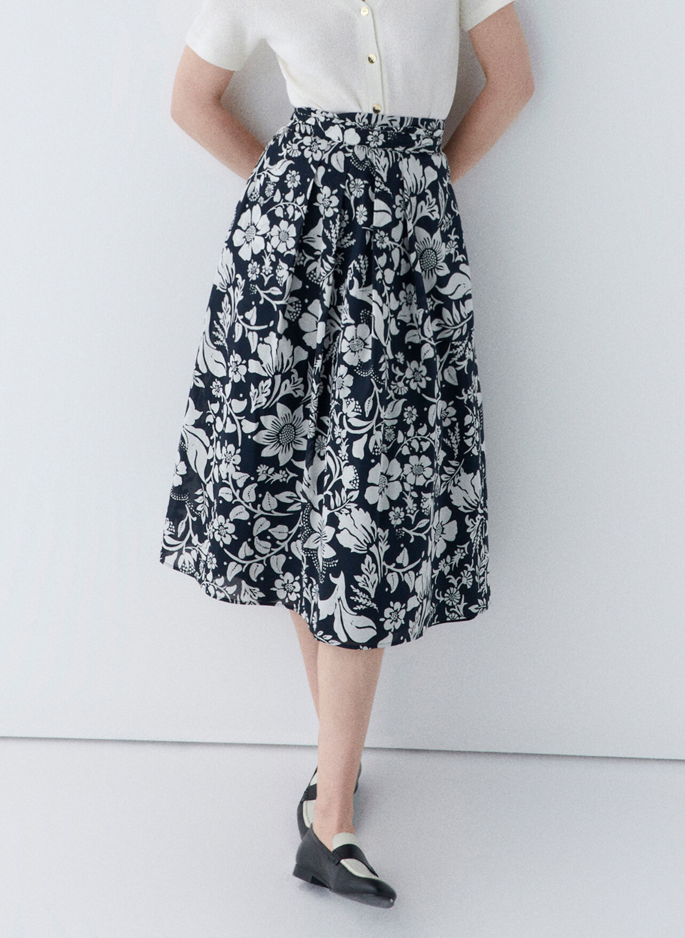 Jupe midi évasée en coton CAROLL Rouge