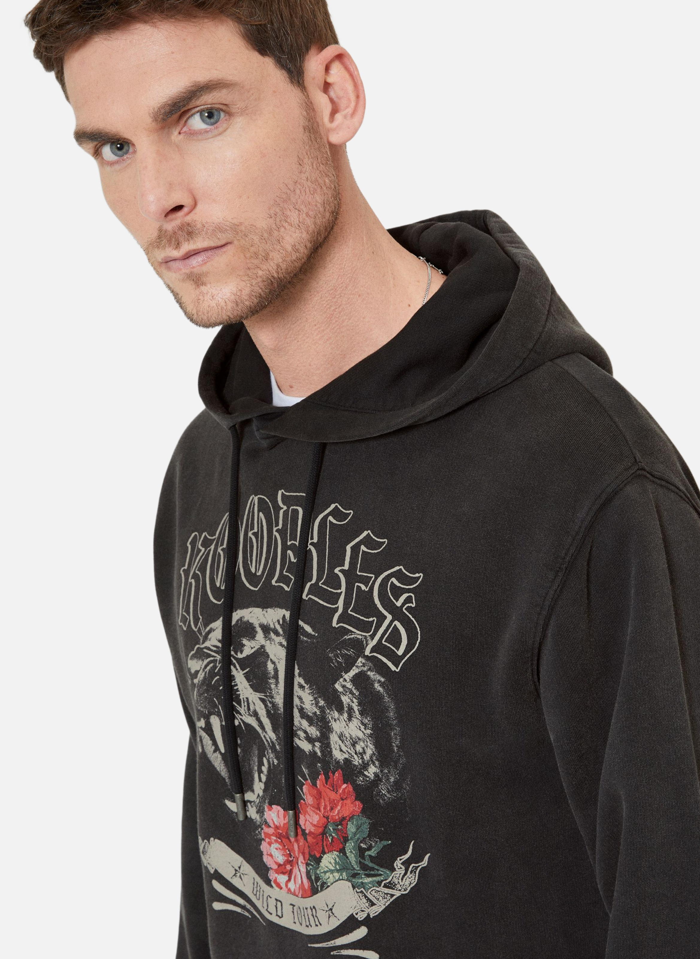 Hooded sweatshirt with panther screen printing THE KOOPLES Black