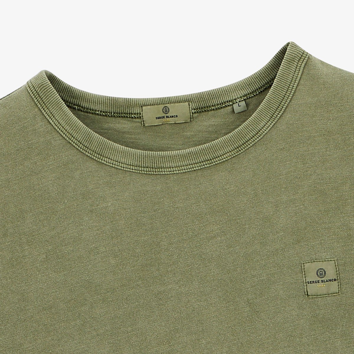 Round neck t-shirt in slub cotton jersey with pigment dye SERGE BLANCO Green