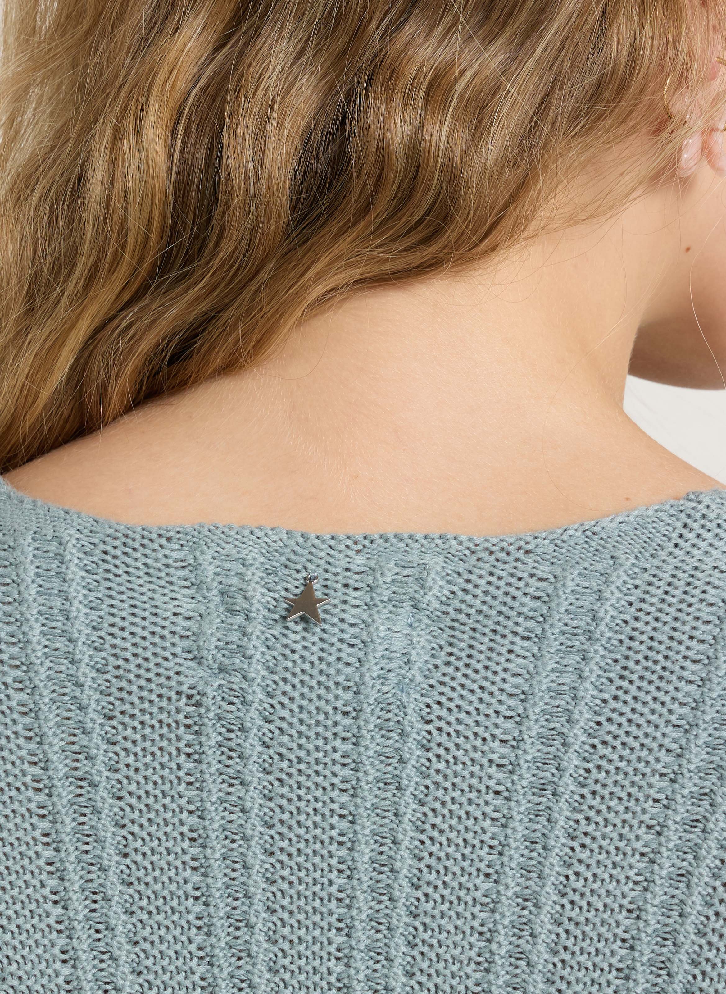 Straight V-neck cotton sweater SUD EXPRESS Blue