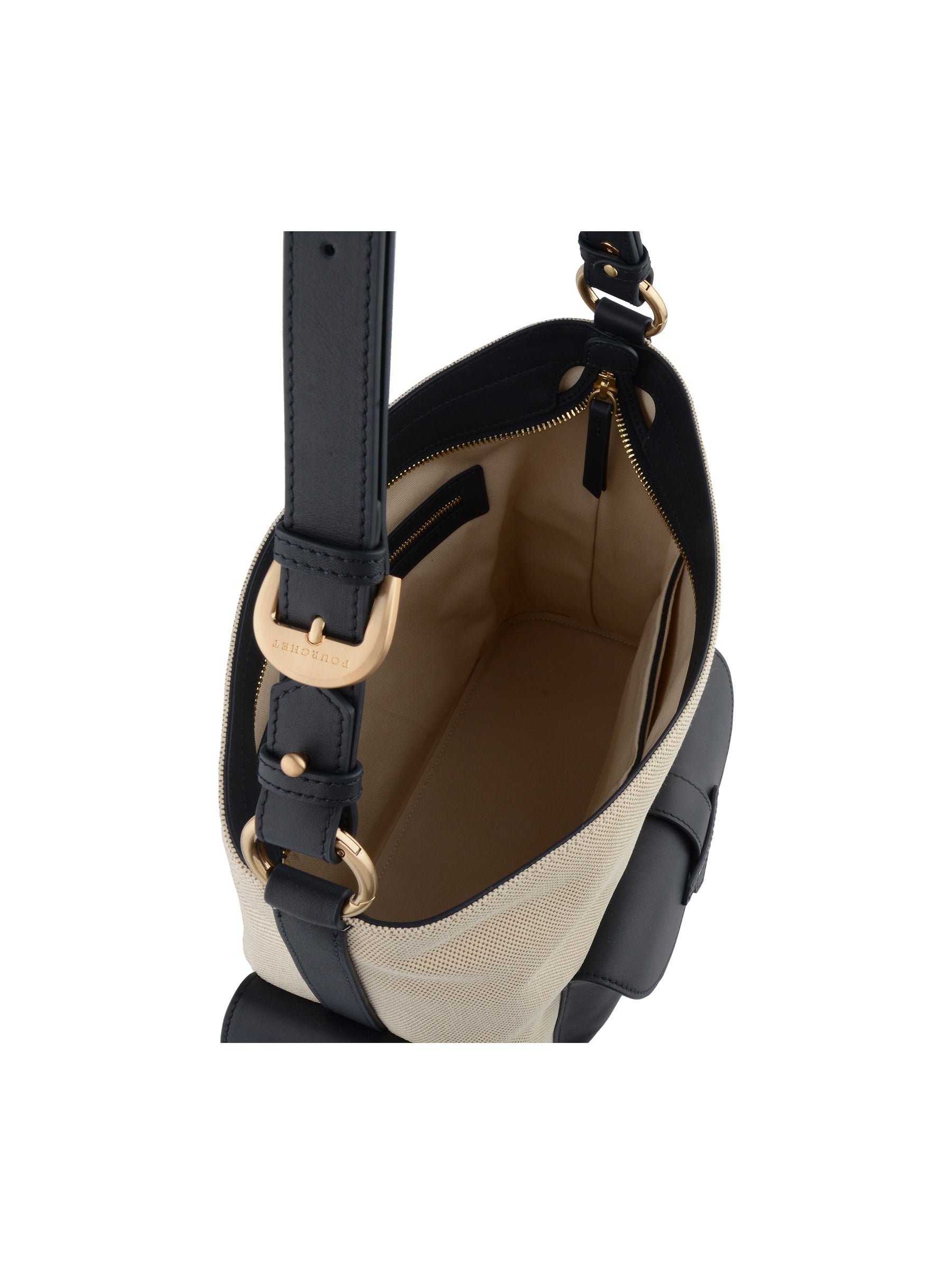 Calfskin leather shoulder bag POURCHET Blue