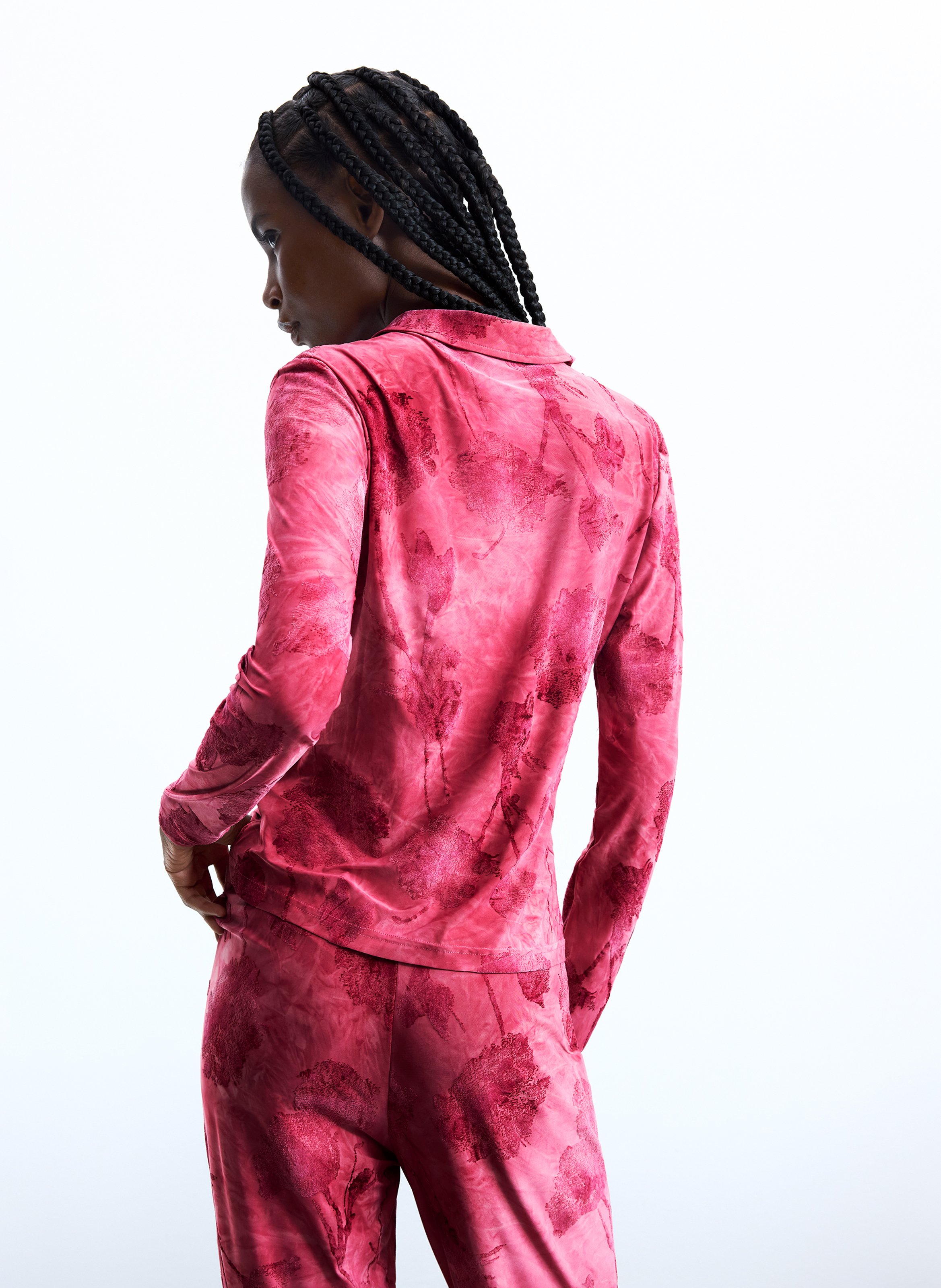 Straight button-down shirt with floral pattern DESIGUAL Red