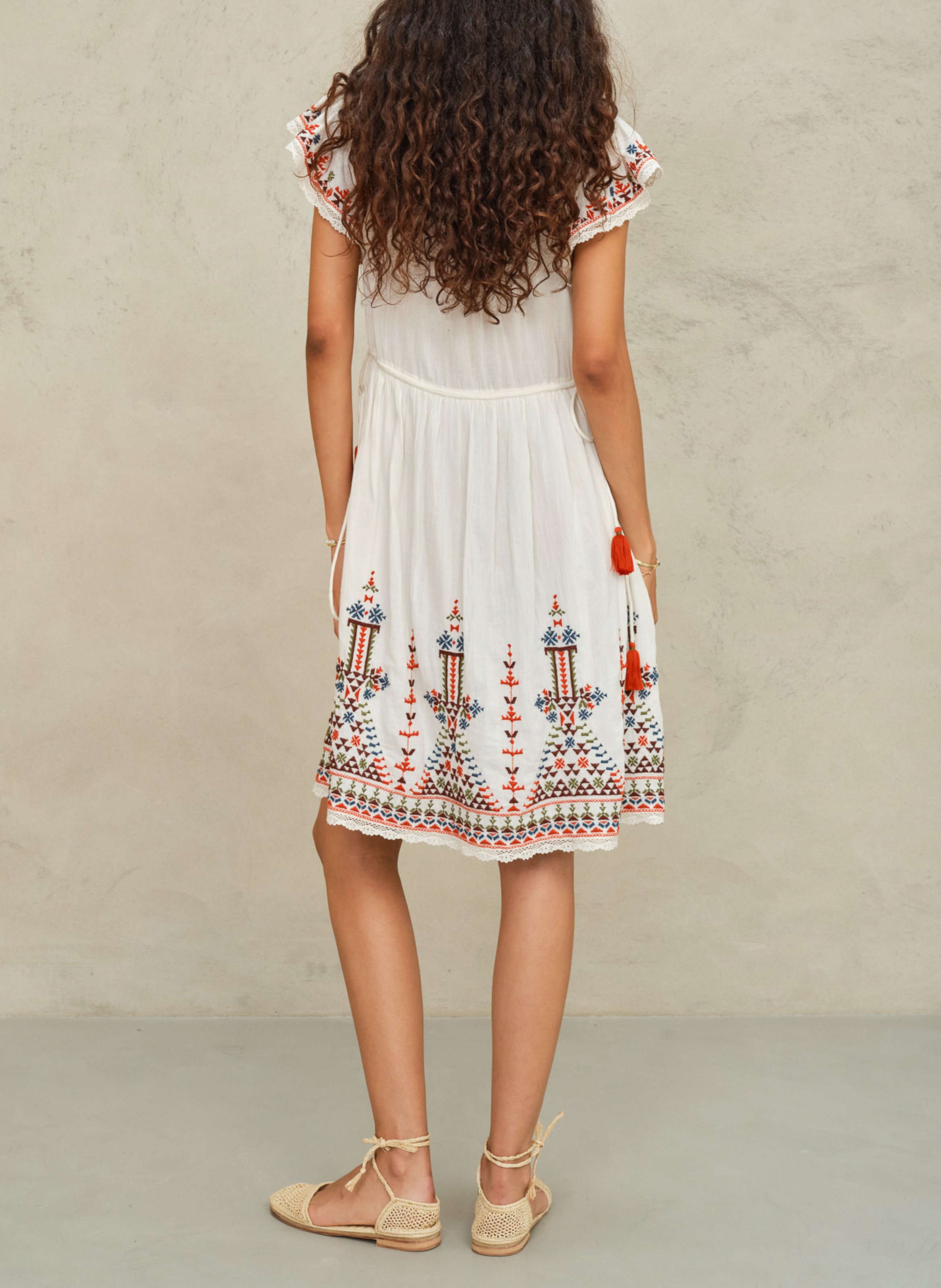 Fitted cotton midi dress M.A.B.E White